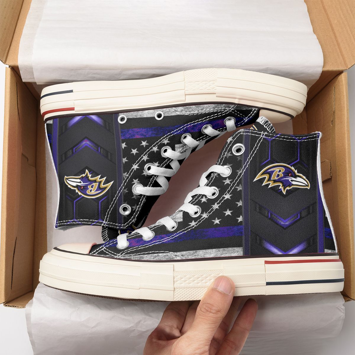 JWFancy Baltimore Ravens High Top Canvas Sneakers Shoes For Men And Women