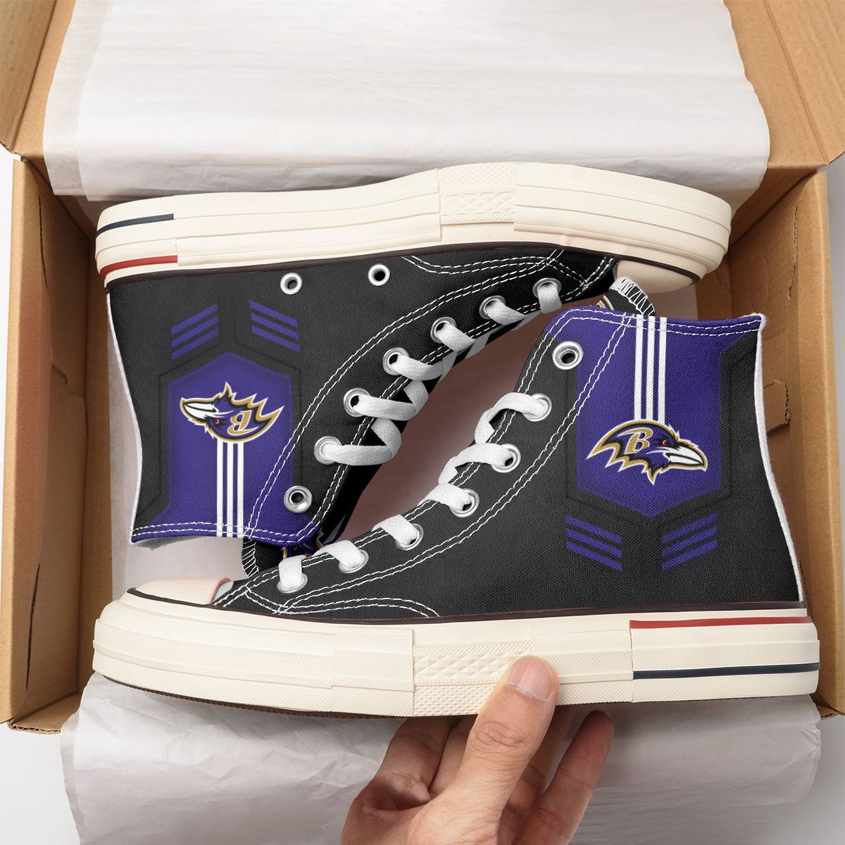 JWFancy Baltimore Ravens High Top Canvas Sneakers Shoes For Men And Women