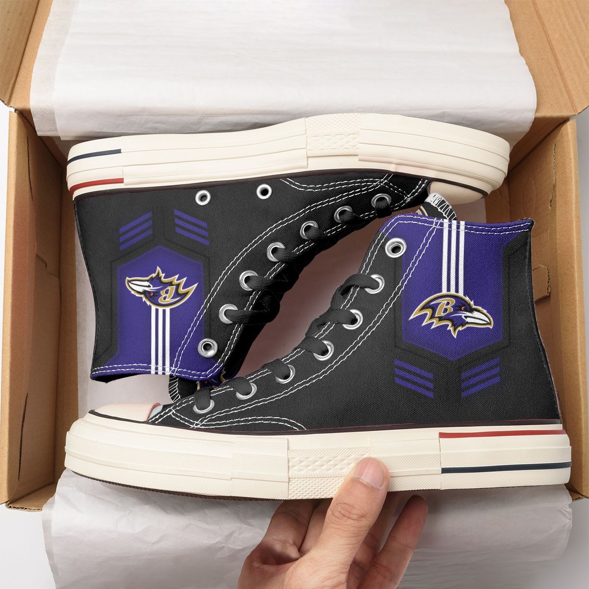 JWFancy Baltimore Ravens High Top Canvas Sneakers Shoes For Men And Women