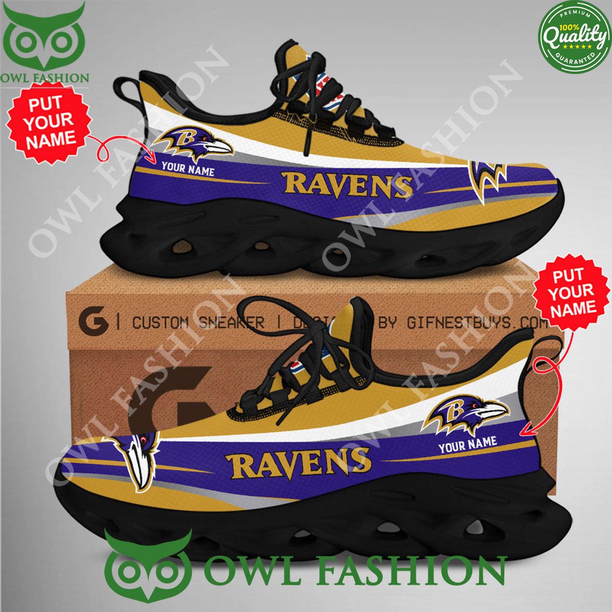 JWFancy Baltimore Ravens Max Soul Shoes Sneakers For Men And Women