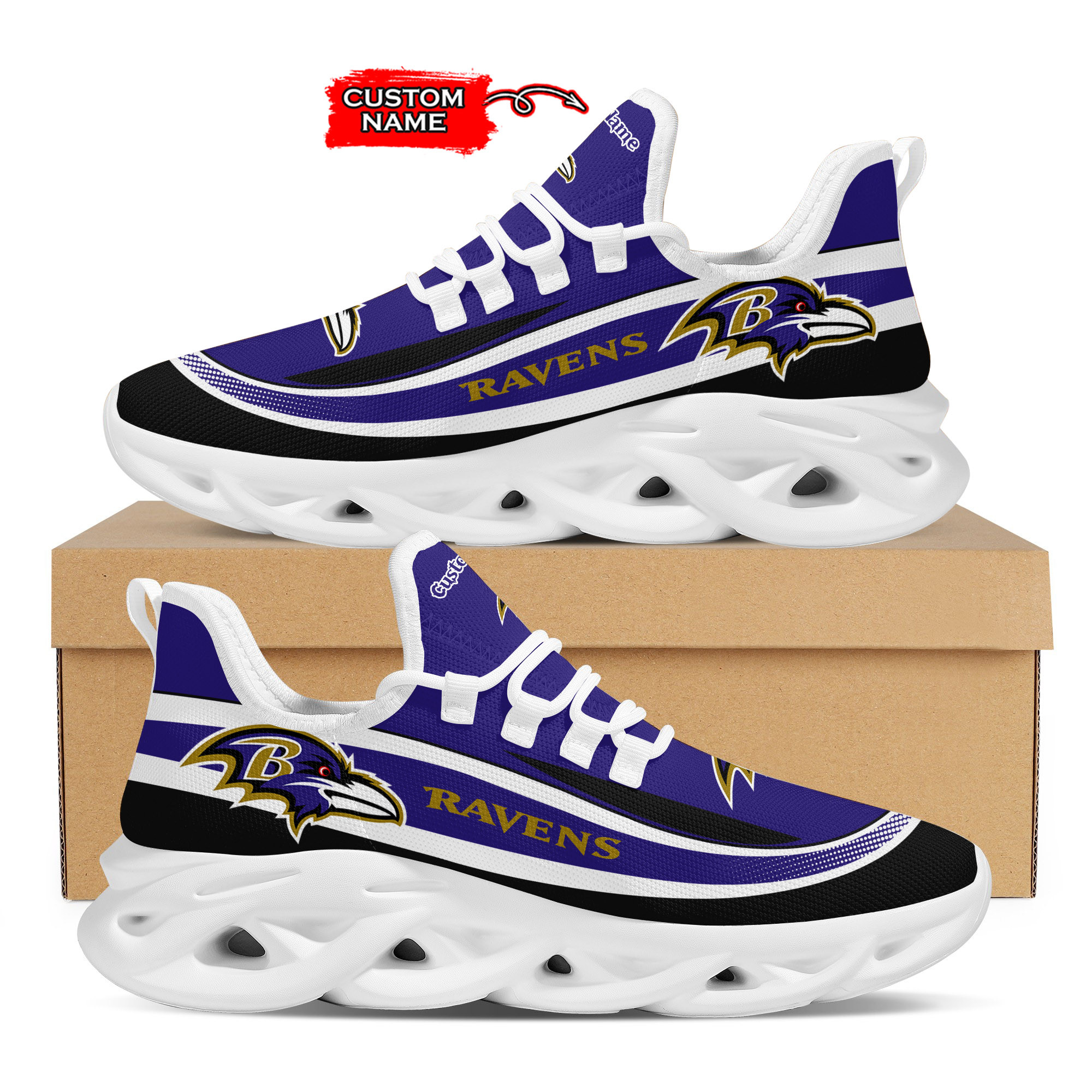 JWFancy Baltimore Ravens Max Soul Shoes Sneakers For Men And Women