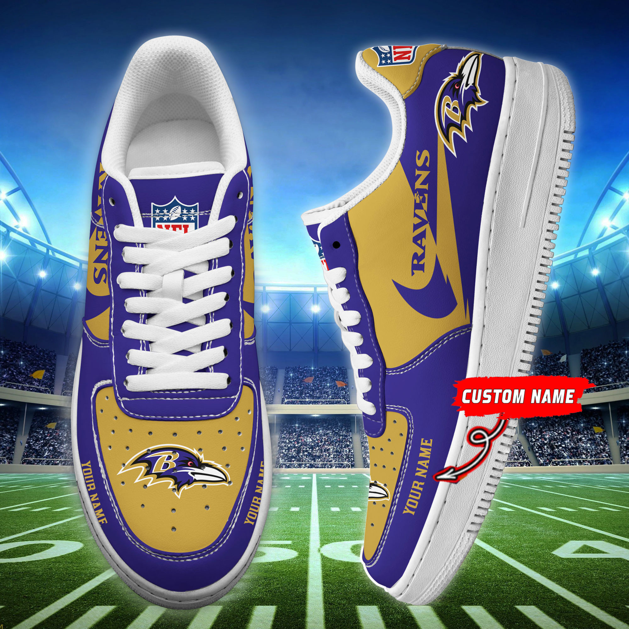 JWFancy Baltimore Ravens NFL Air Low-Top Sneakers Shoes For Men And Women