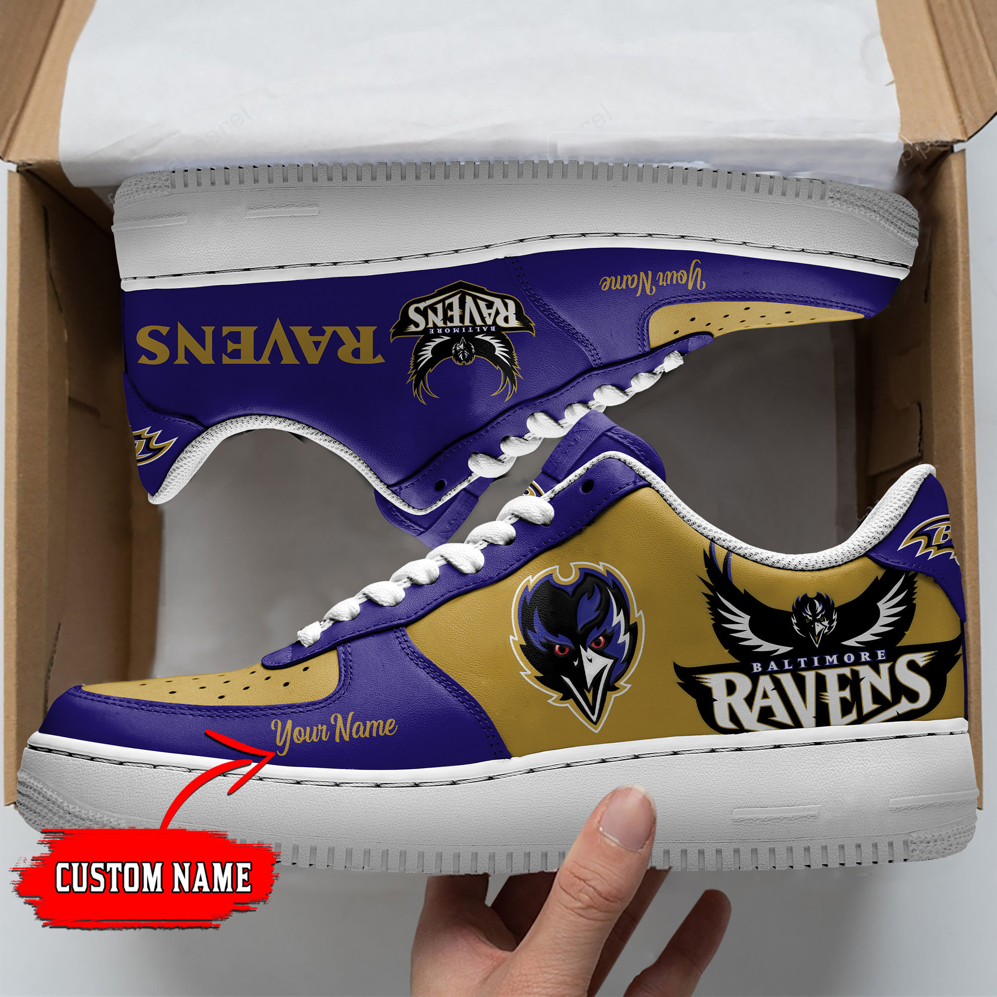 JWFancy Baltimore Ravens NFL Air Low-Top Sneakers Shoes For Men And Women