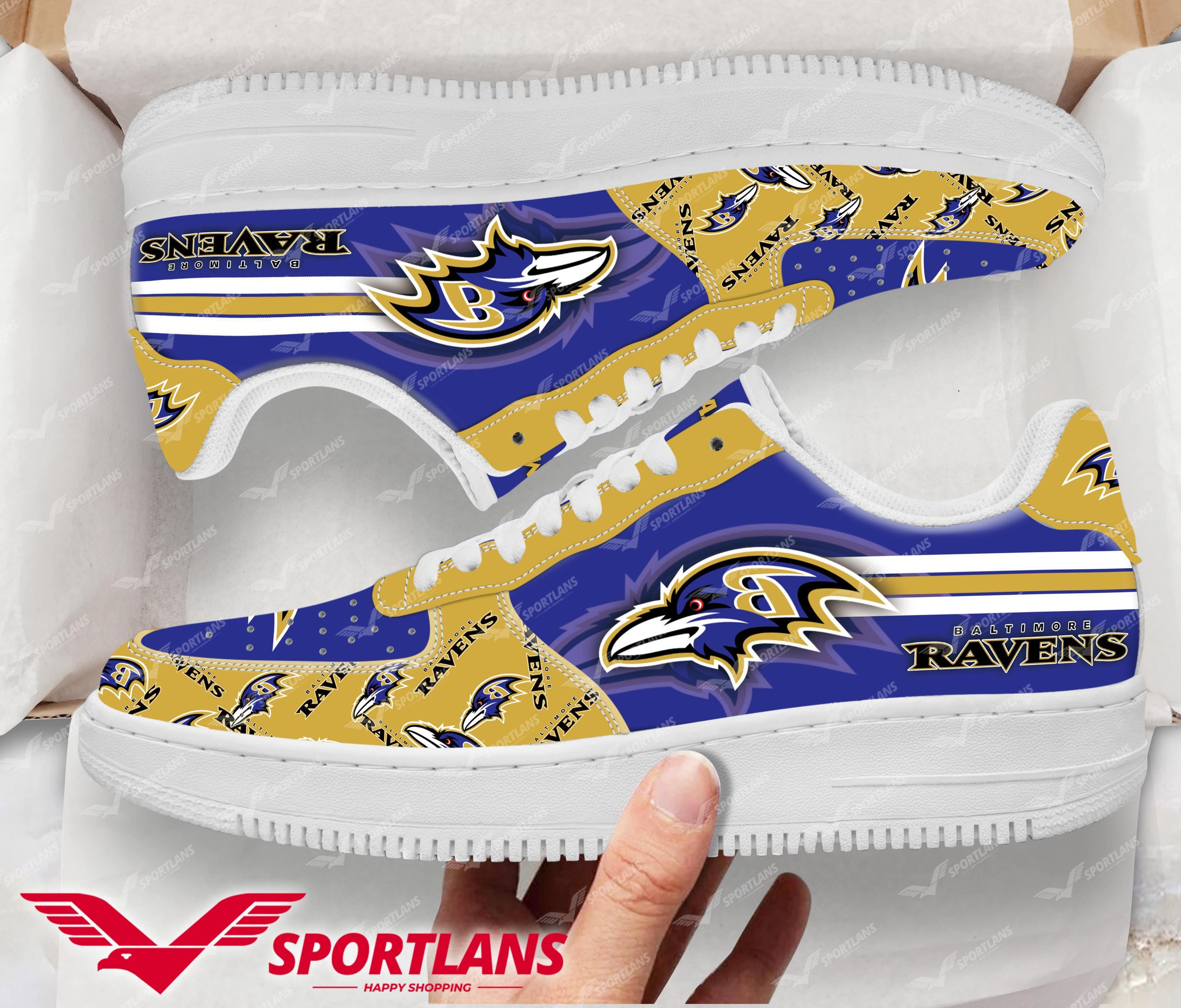 JWFancy Baltimore Ravens NFL Air Low-Top Sneakers Shoes For Men And Women