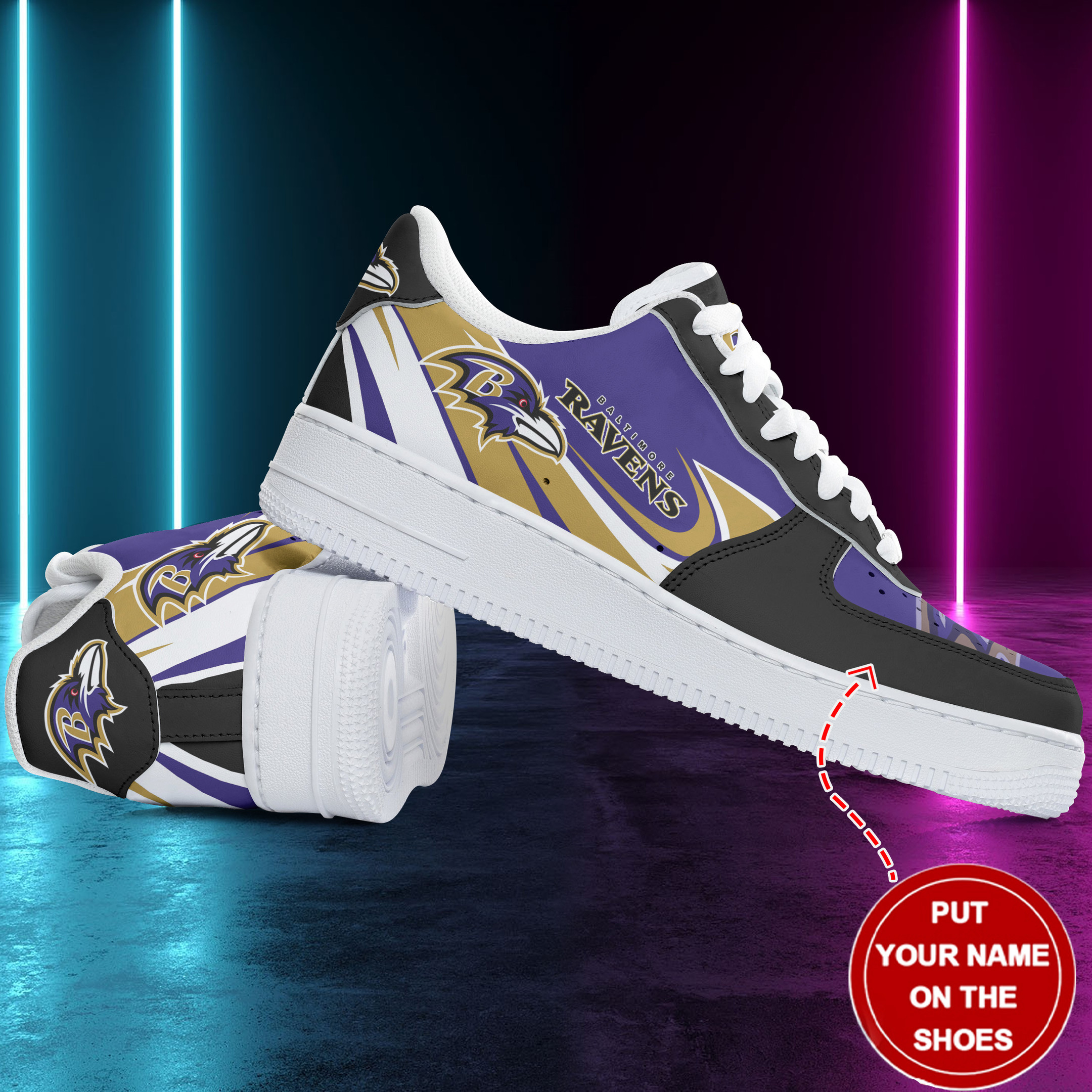 JWFancy Baltimore Ravens NFL Air Low-Top Sneakers Shoes For Men And Women