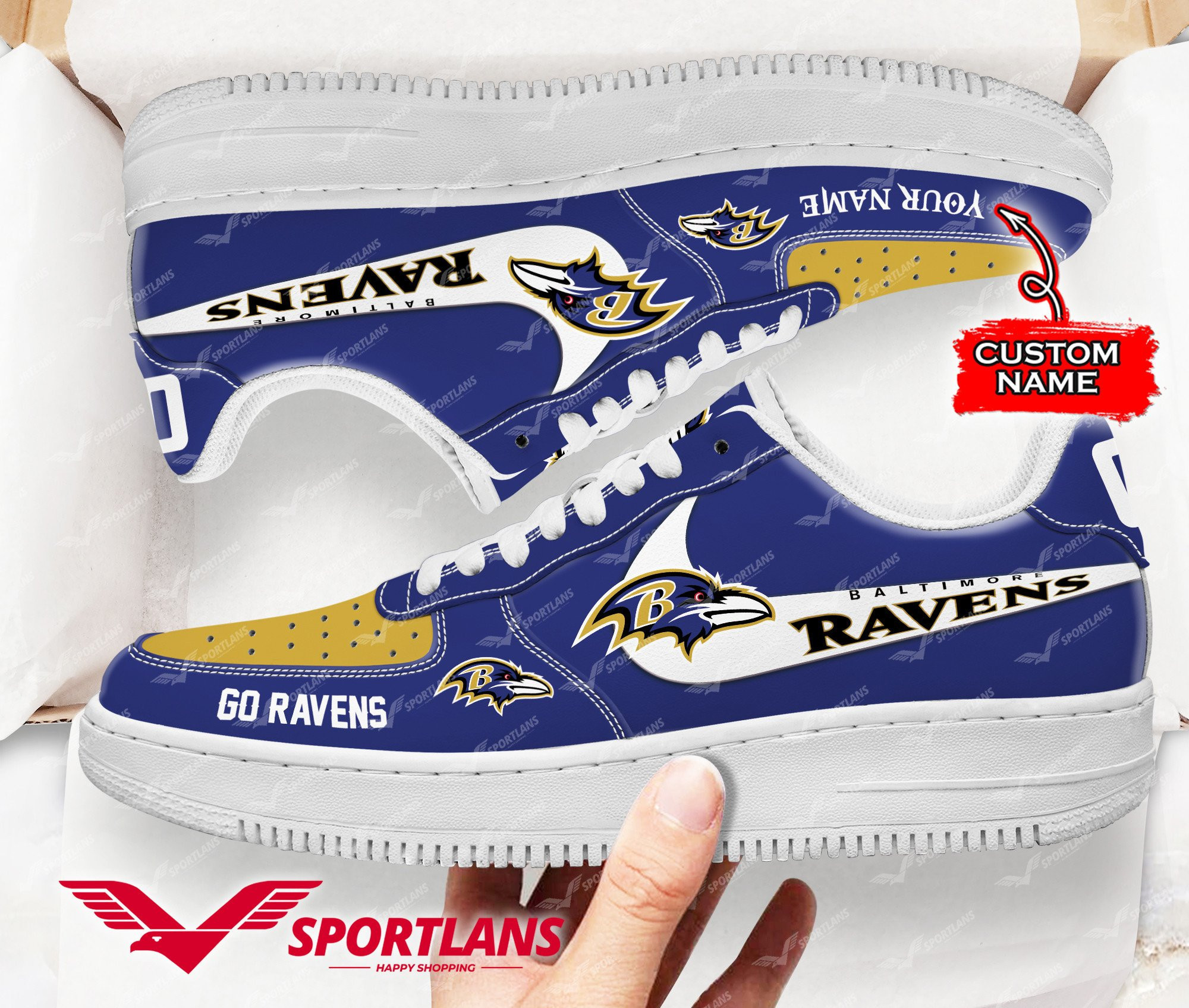 JWFancy Baltimore Ravens NFL Air Low-Top Sneakers Shoes For Men And Women