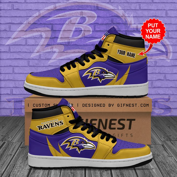 JWFancy Baltimore Ravens NFL AJ1 High Sneakers Shoes For Men And Women