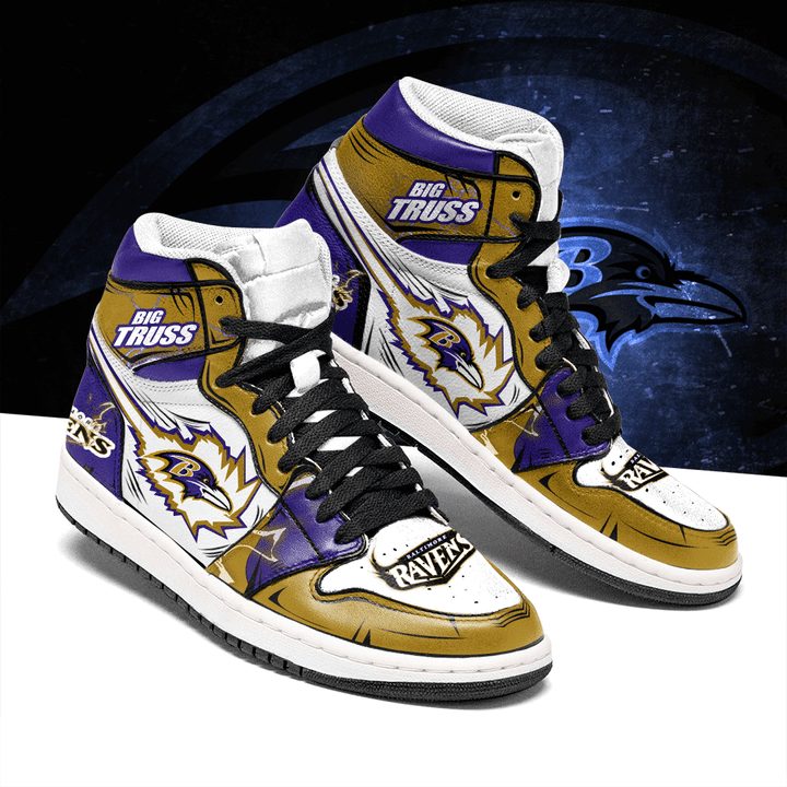 JWFancy Baltimore Ravens NFL AJ1 High Sneakers Shoes For Men And Women
