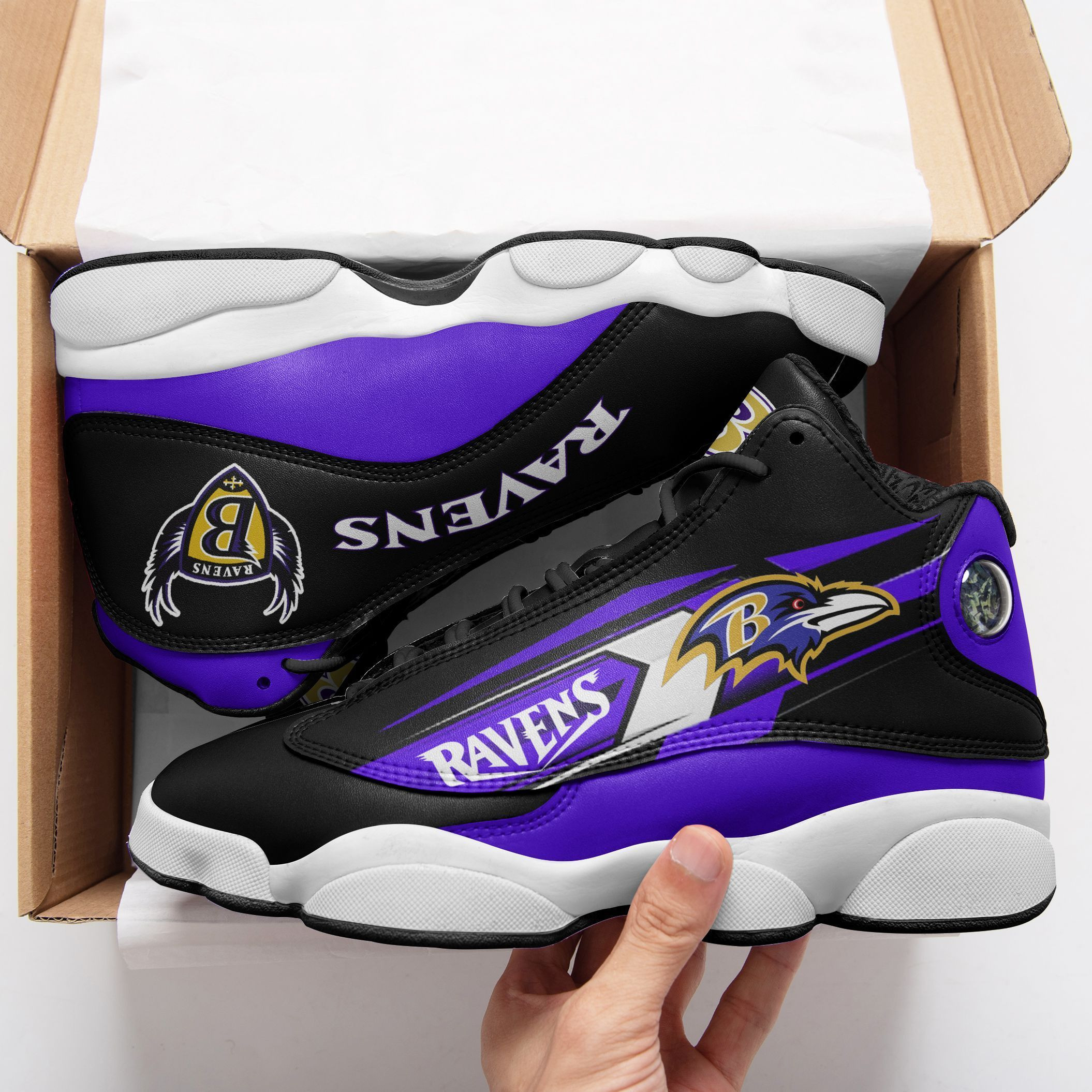 JWFancy Baltimore Ravens NFL AJ13 Sneakers Shoes For Men And Women