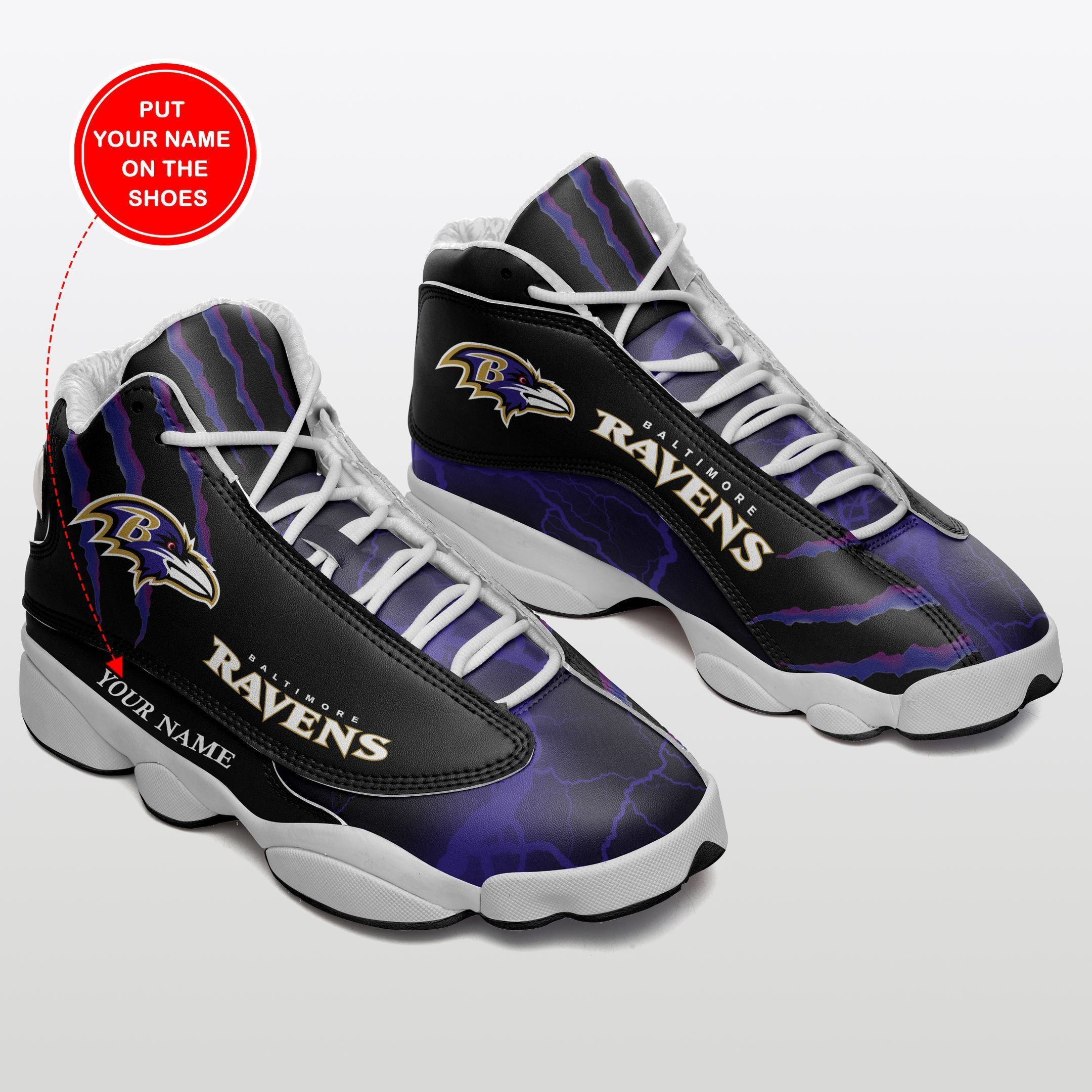 JWFancy Baltimore Ravens NFL AJ13 Sneakers Shoes For Men And Women
