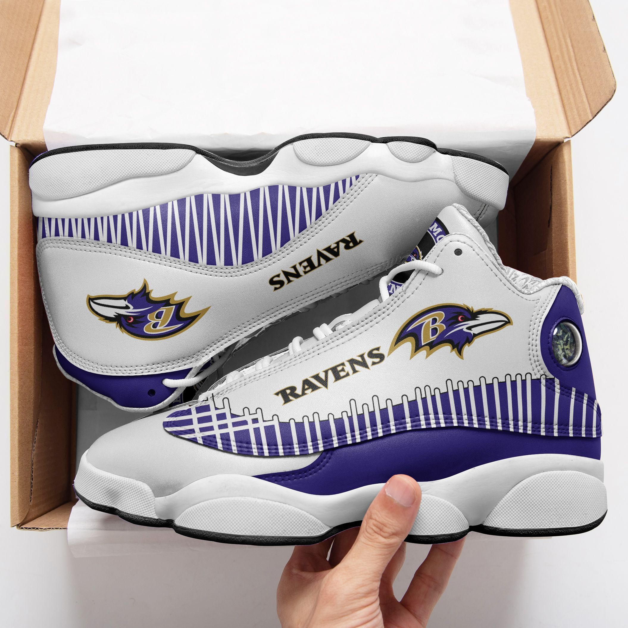 JWFancy Baltimore Ravens NFL AJ13 Sneakers Shoes For Men And Women