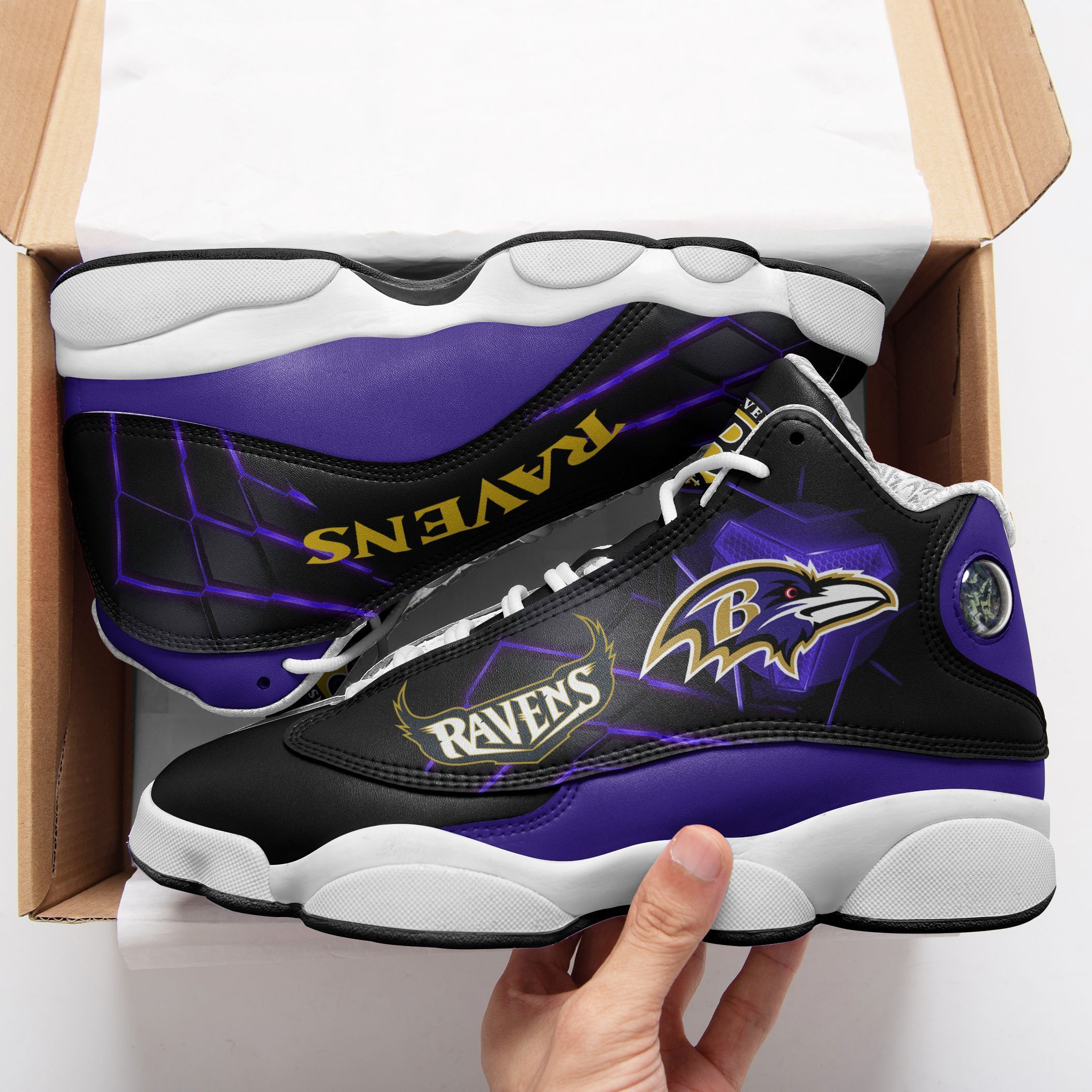 JWFancy Baltimore Ravens NFL AJ13 Sneakers Shoes For Men And Women