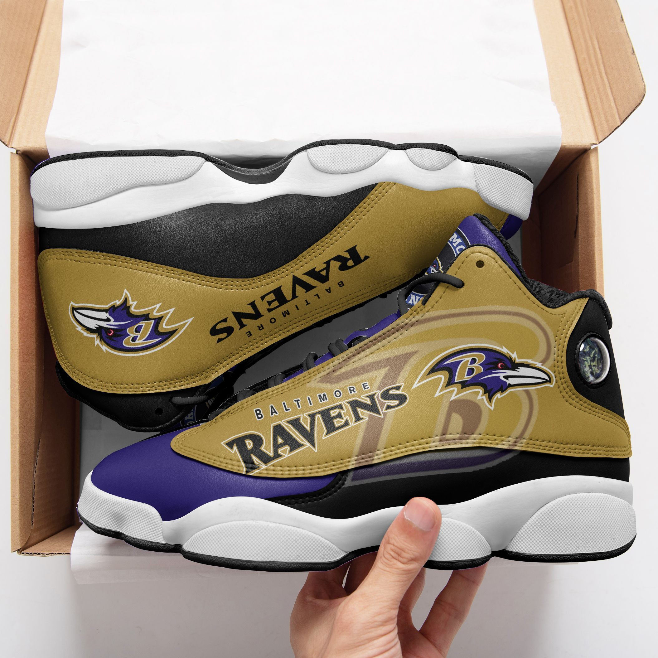 JWFancy Baltimore Ravens NFL AJ13 Sneakers Shoes For Men And Women