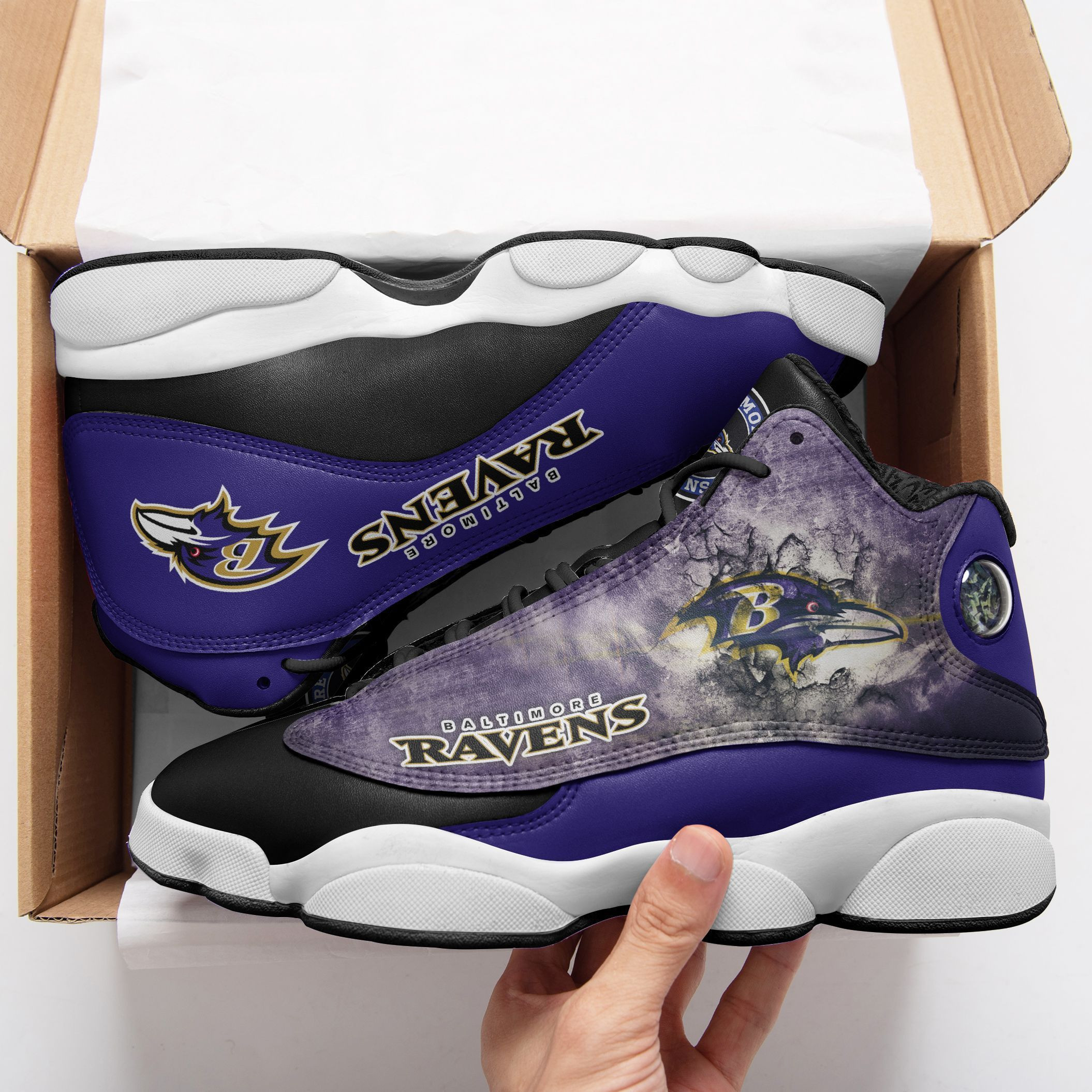 JWFancy Baltimore Ravens NFL AJ13 Sneakers Shoes For Men And Women