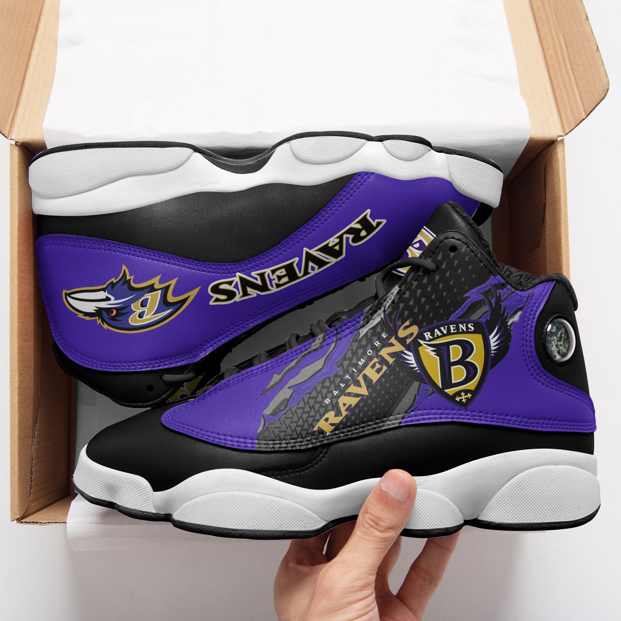 JWFancy Baltimore Ravens NFL AJ13 Sneakers Shoes For Men And Women