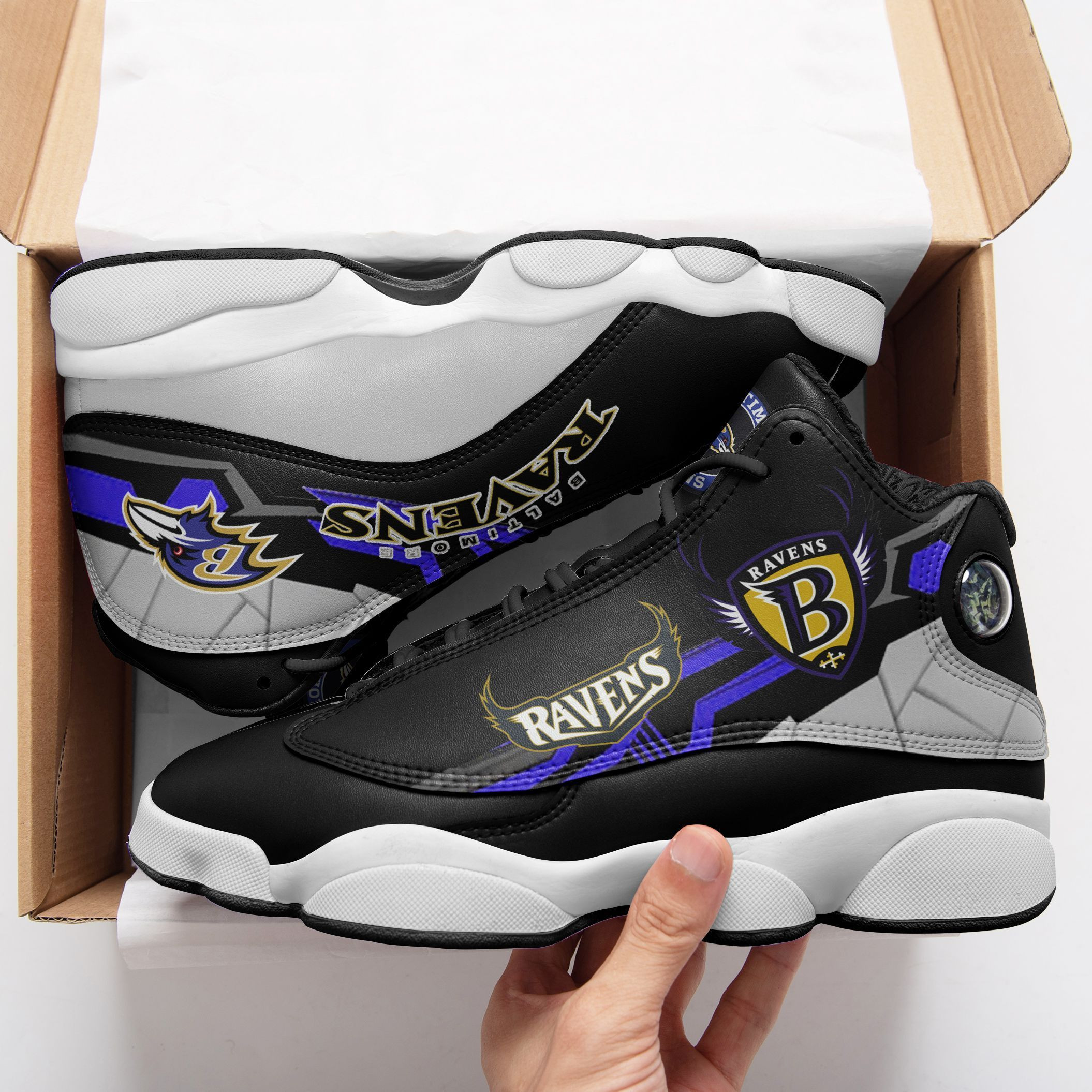 JWFancy Baltimore Ravens NFL AJ13 Sneakers Shoes For Men And Women