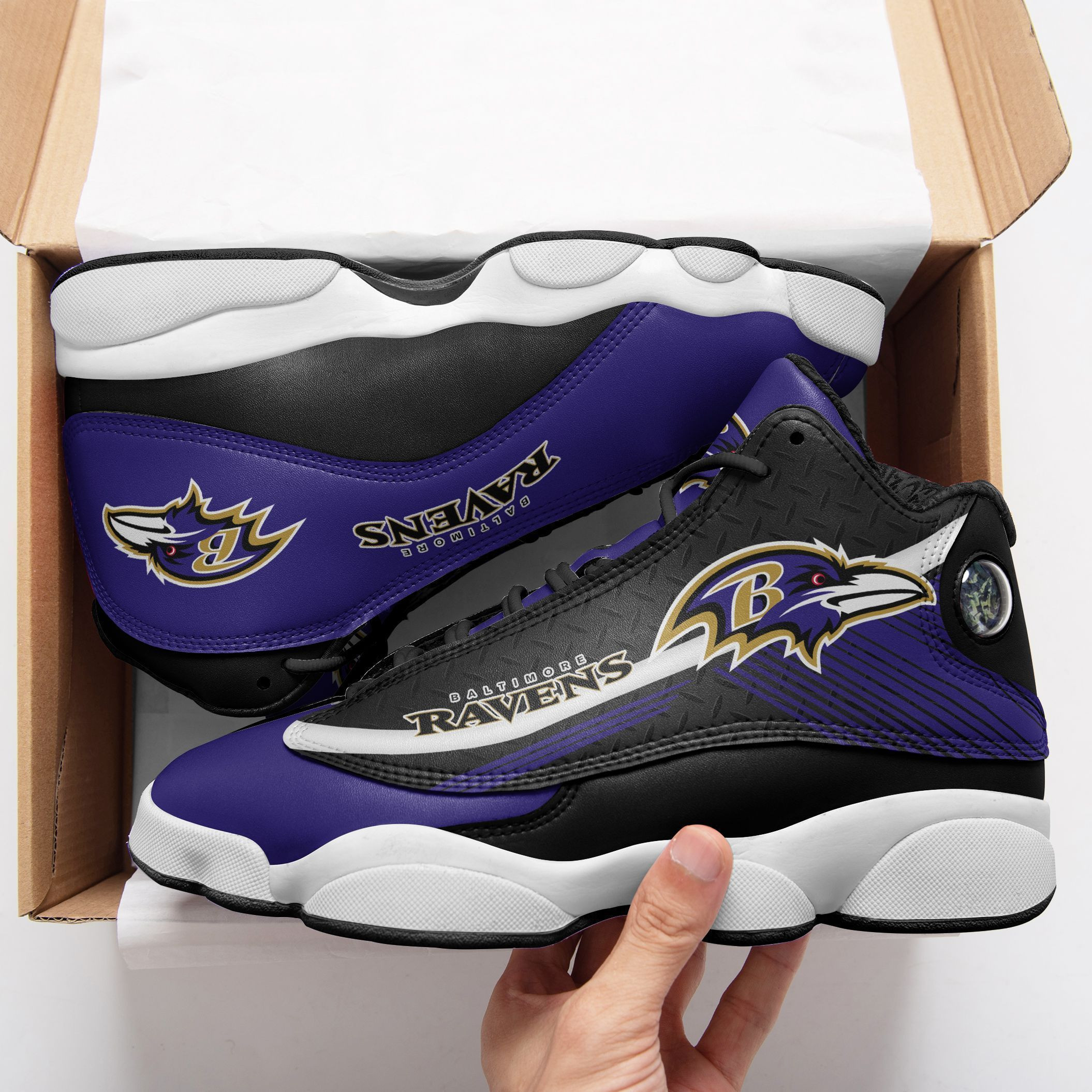 JWFancy Baltimore Ravens NFL AJ13 Sneakers Shoes For Men And Women