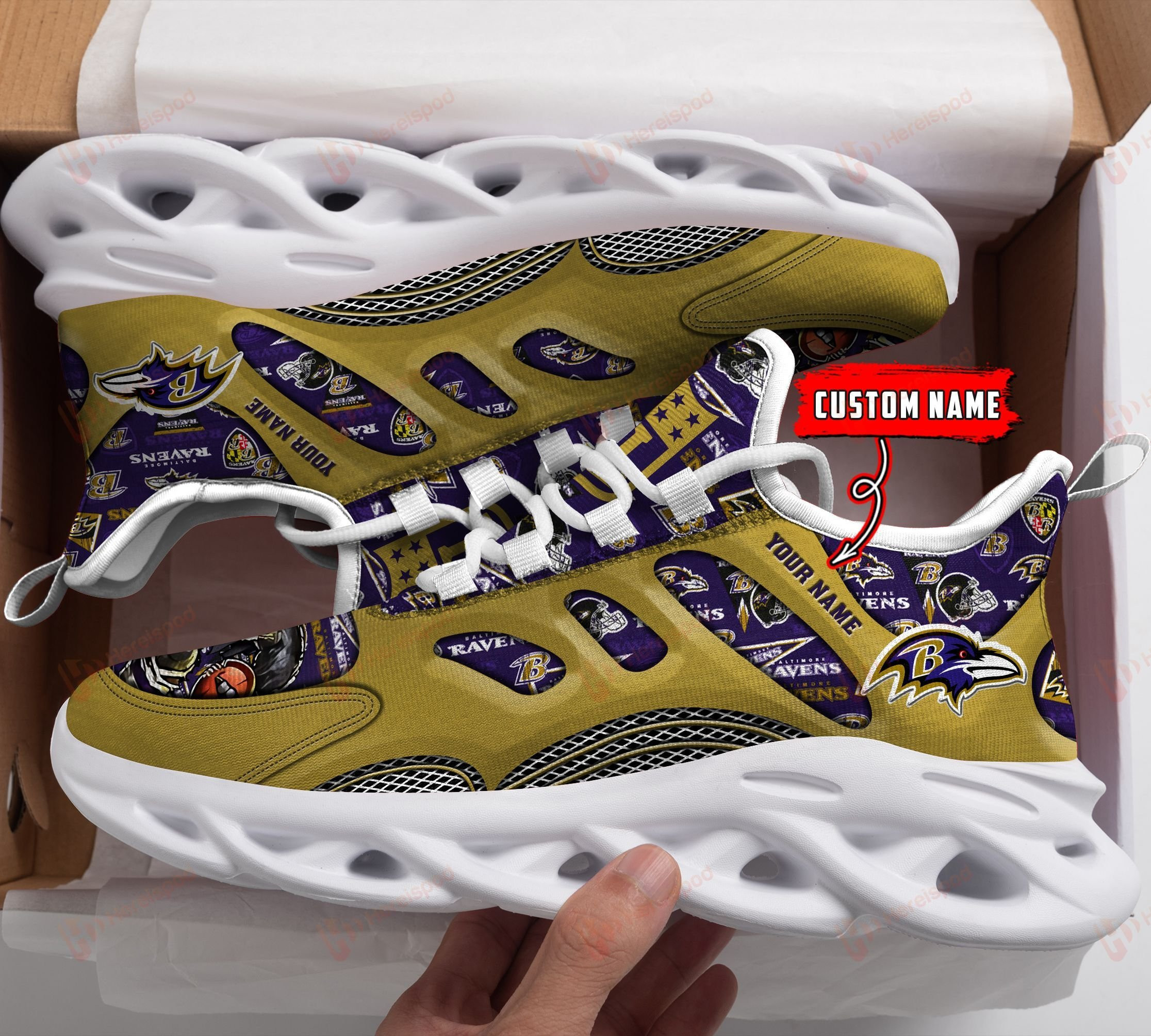 JWFancy Baltimore Ravens NFL Max Soul Shoes Sneakers For Men And Women