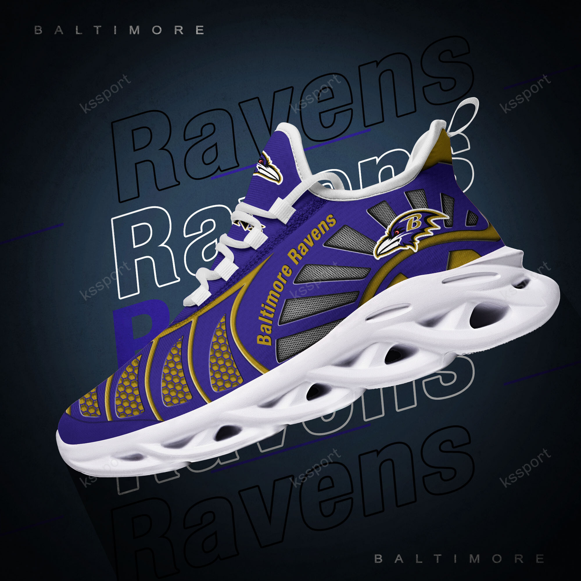 JWFancy Baltimore Ravens NFL Max Soul Shoes Sneakers For Men And Women