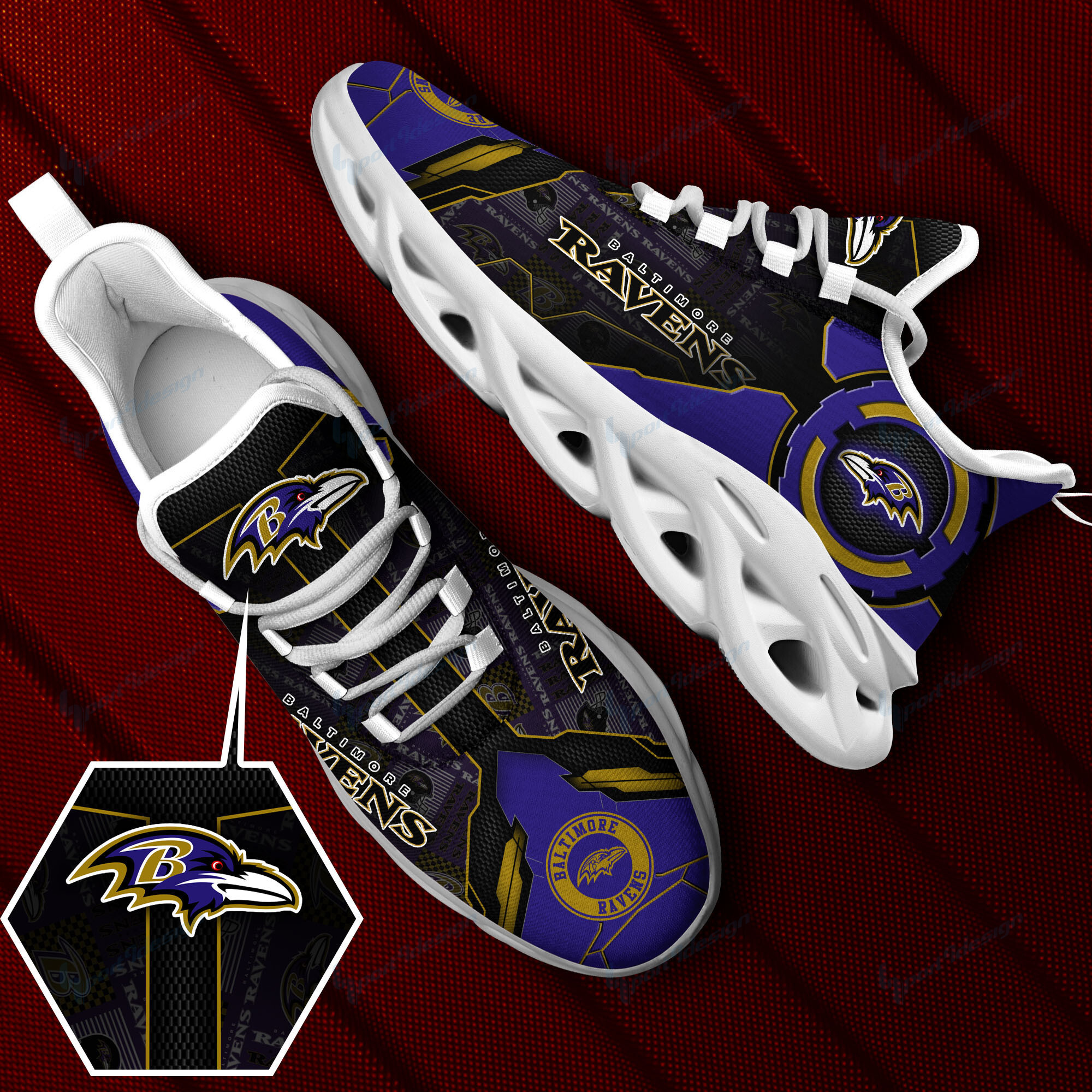 JWFancy Baltimore Ravens NFL Max Soul Shoes Sneakers For Men And Women