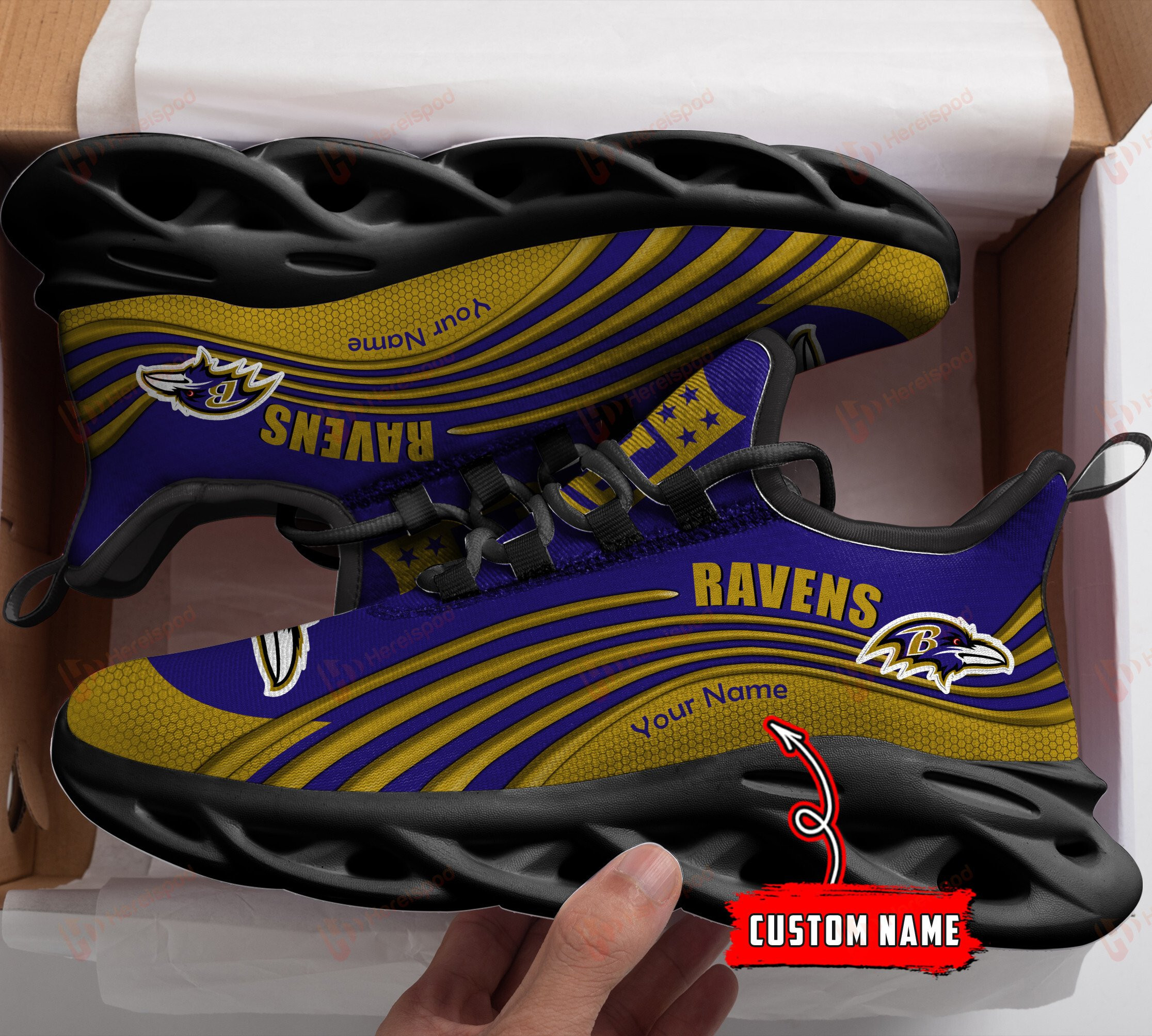 JWFancy Baltimore Ravens NFL Max Soul Shoes Sneakers For Men And Women