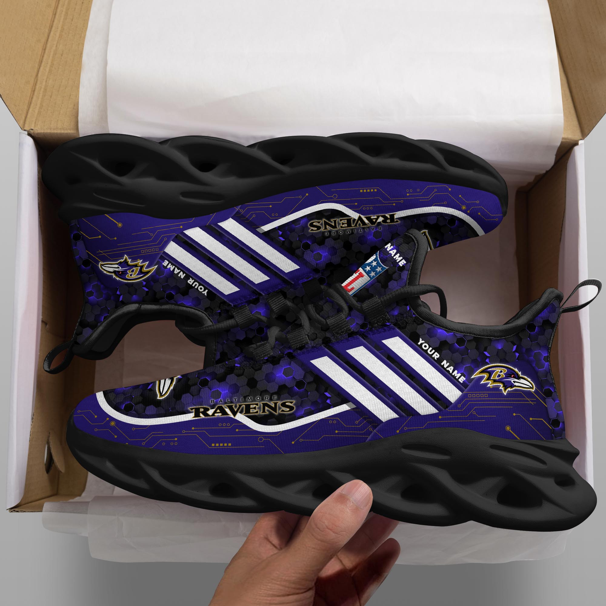 JWFancy Baltimore Ravens NFL Max Soul Shoes Sneakers For Men And Women