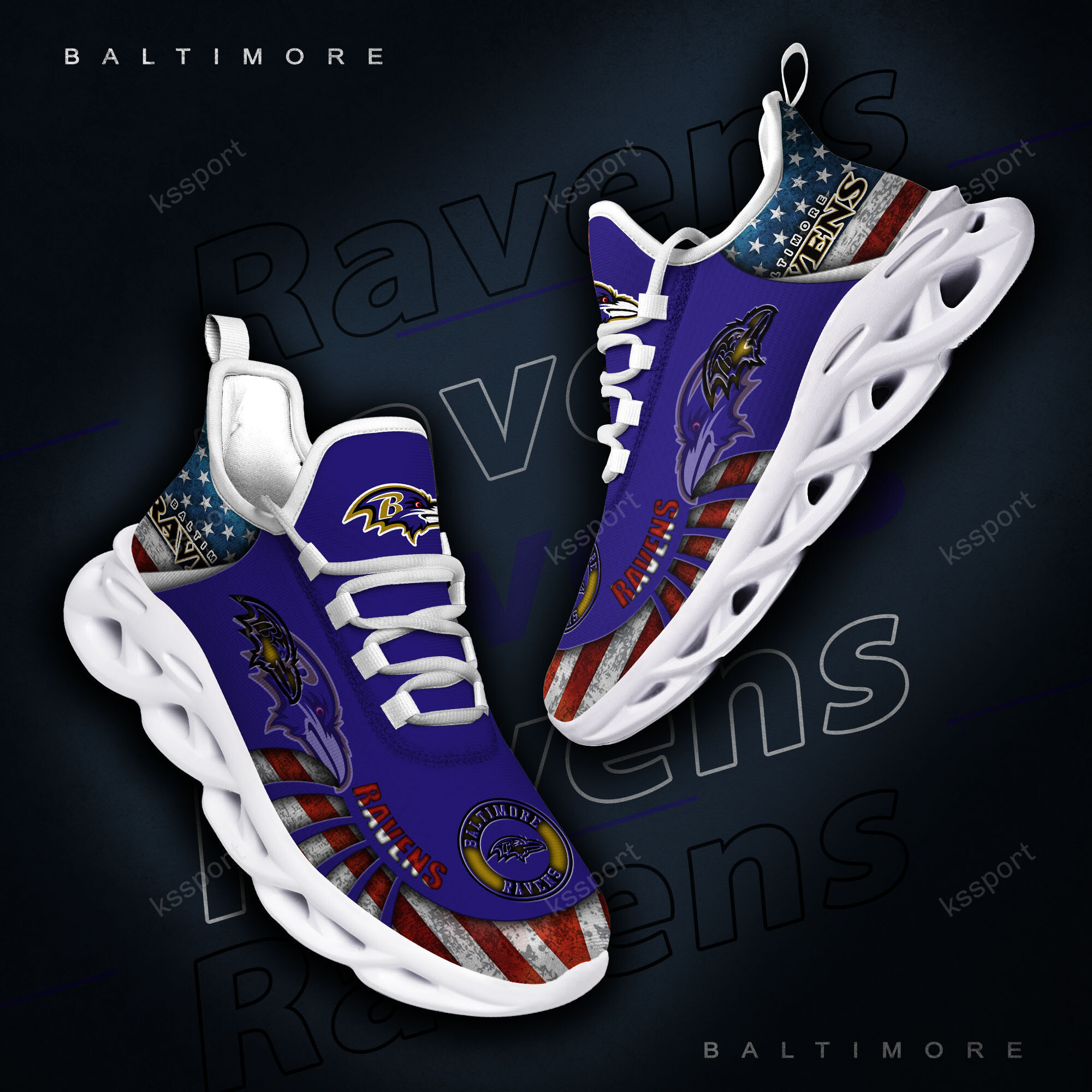 JWFancy Baltimore Ravens NFL Max Soul Shoes Sneakers For Men And Women