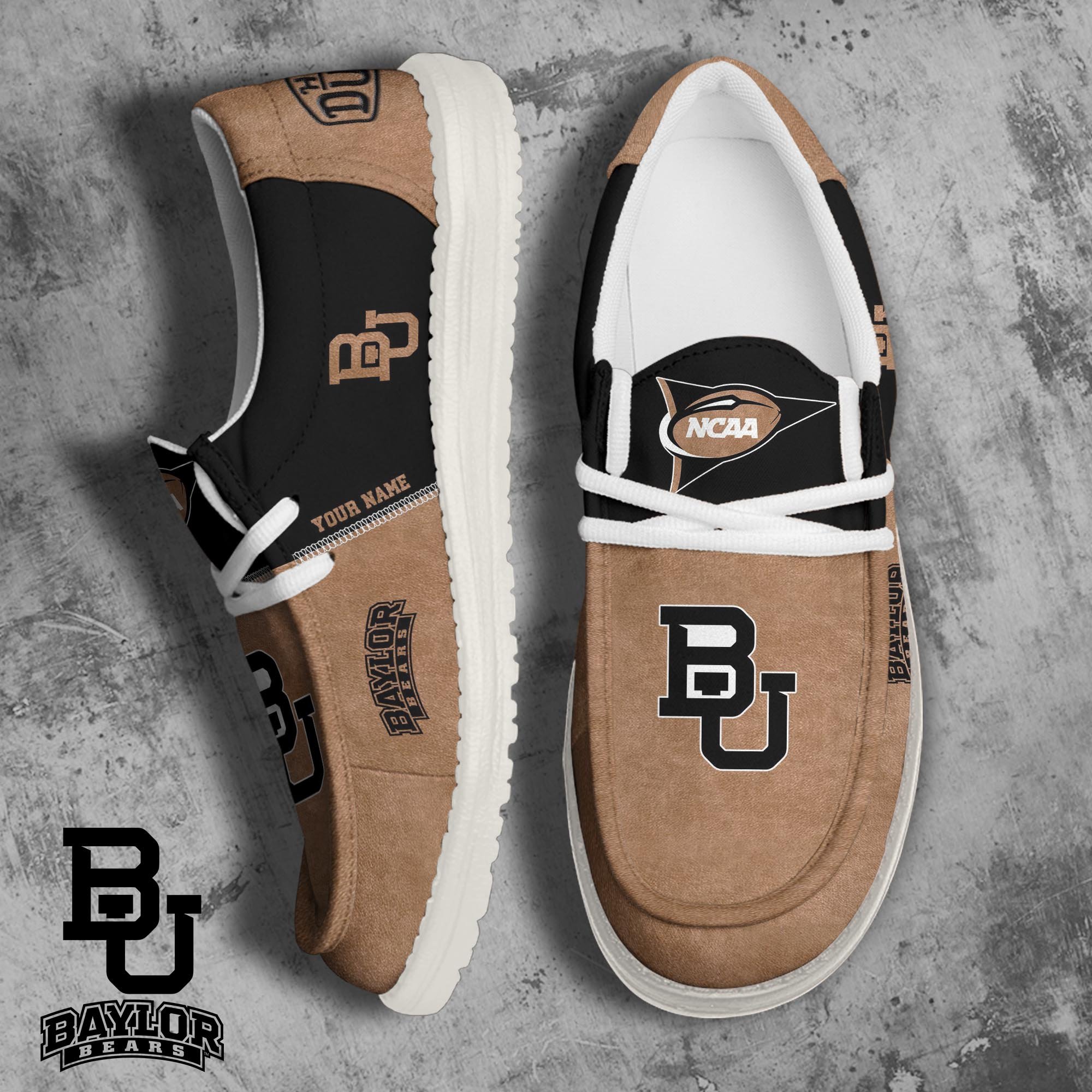 JWFancy Baylor Bears Hey Dude Shoes Wally Men's Lace Up Loafers Comfortable For Men And Women