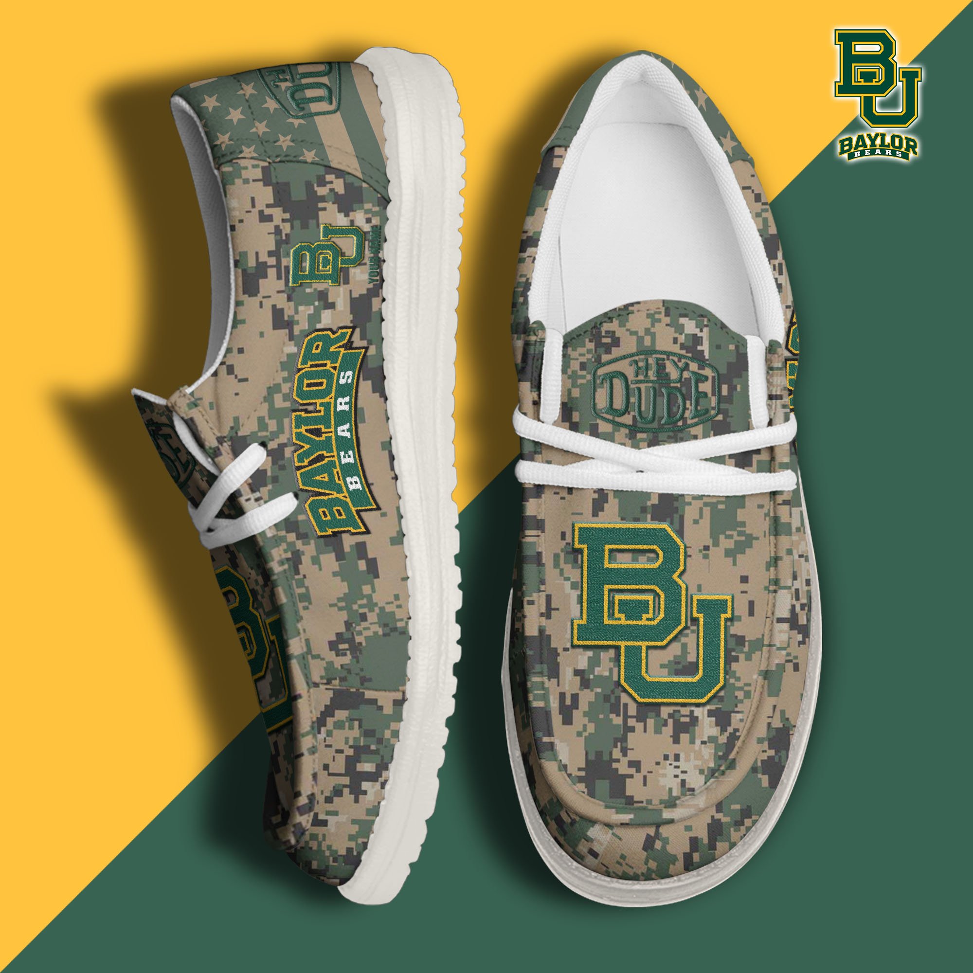 JWFancy Baylor Bears Hey Dude Shoes Wally Men's Lace Up Loafers Comfortable For Men And Women