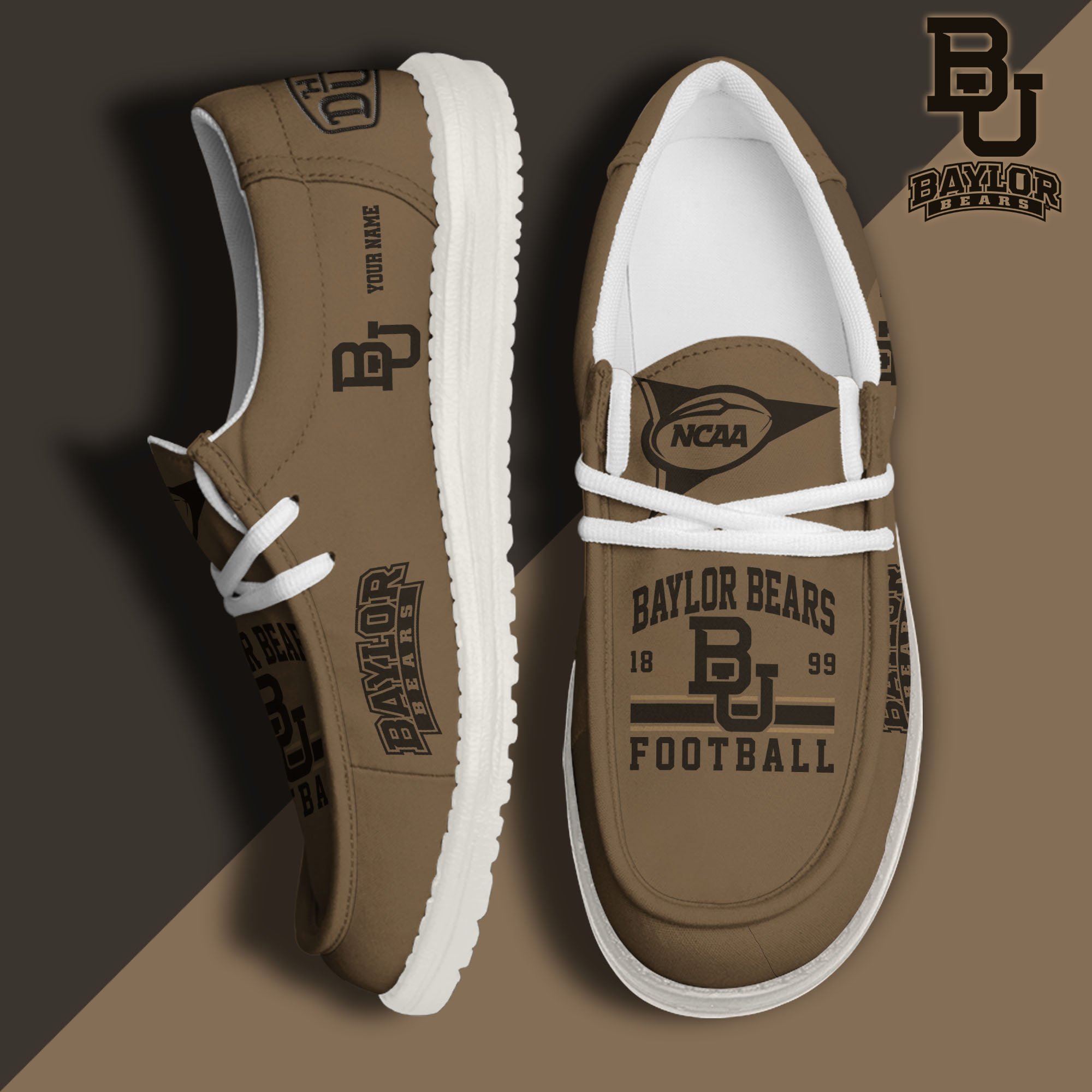 JWFancy Baylor Bears Hey Dude Shoes Wally Men's Lace Up Loafers Comfortable For Men And Women