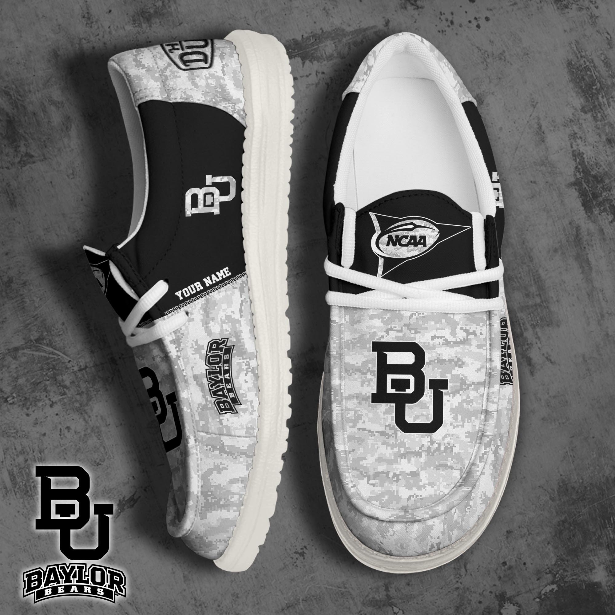 JWFancy Baylor Bears Hey Dude Shoes Wally Men's Lace Up Loafers Comfortable For Men And Women