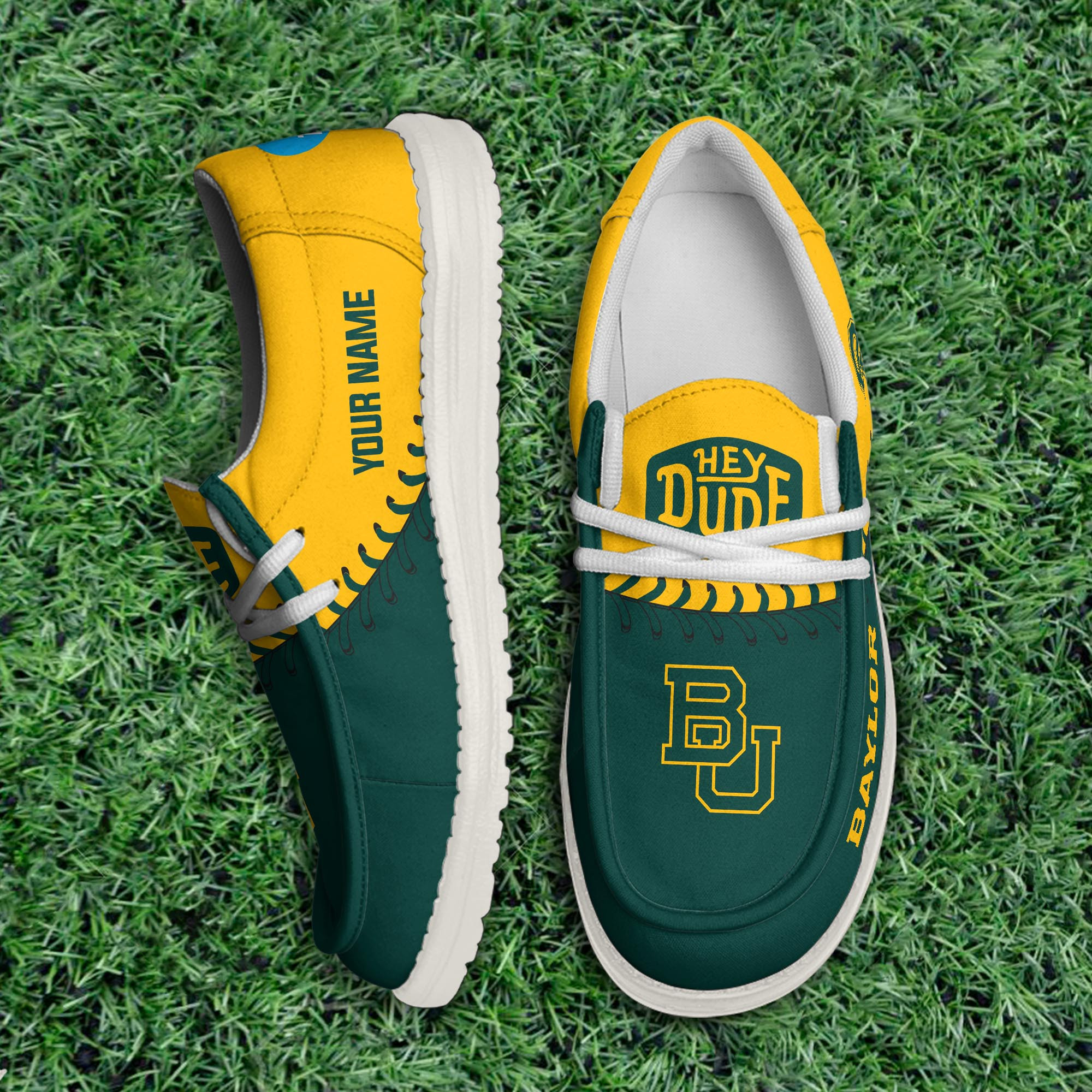 JWFancy Baylor Bears Hey Dude Shoes Wally Men's Lace Up Loafers Comfortable For Men And Women