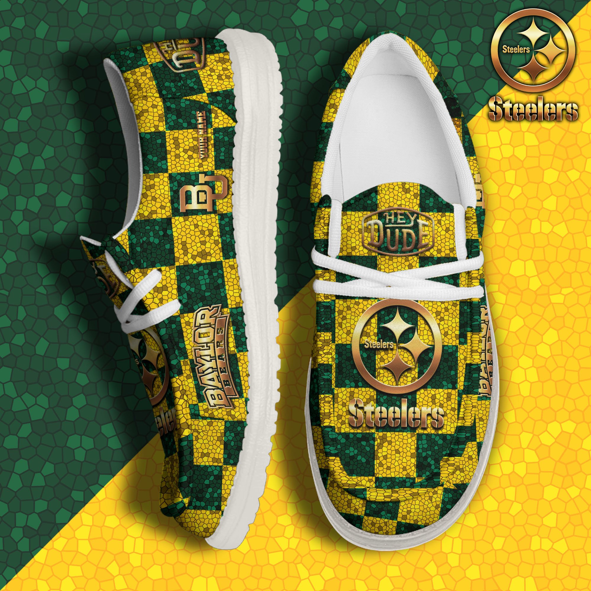 JWFancy Baylor Bears Hey Dude Shoes Wally Men's Lace Up Loafers Comfortable For Men And Women