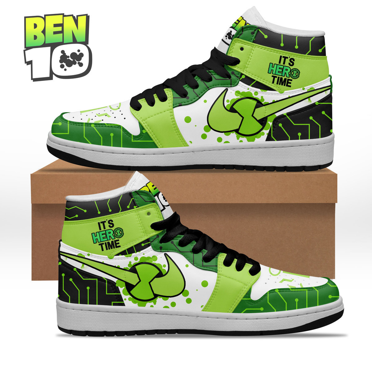 JWFancy Ben 10 AJ1 High Sneakers Shoes For Men And Women
