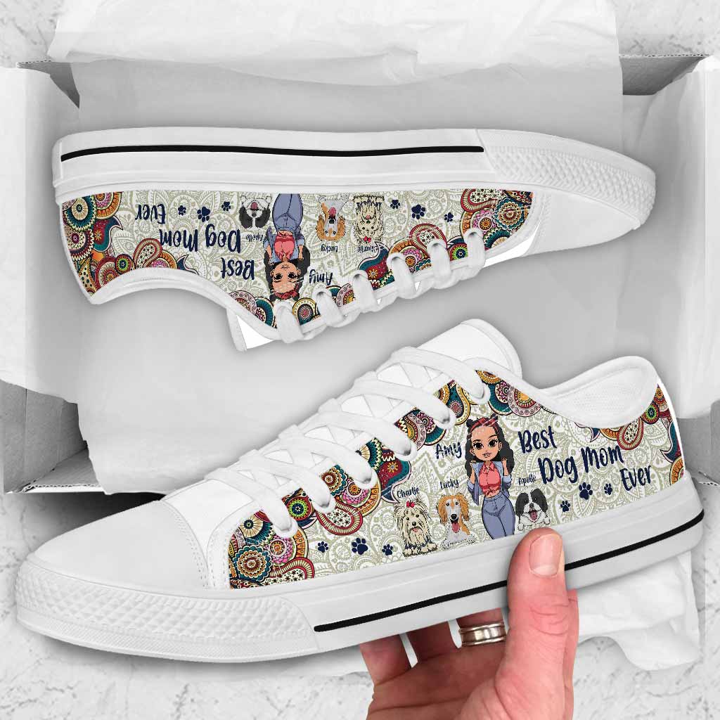 JWFancy Best Dog Mom Ever Low Top Canvas Sneakers Shoes For Men And Women