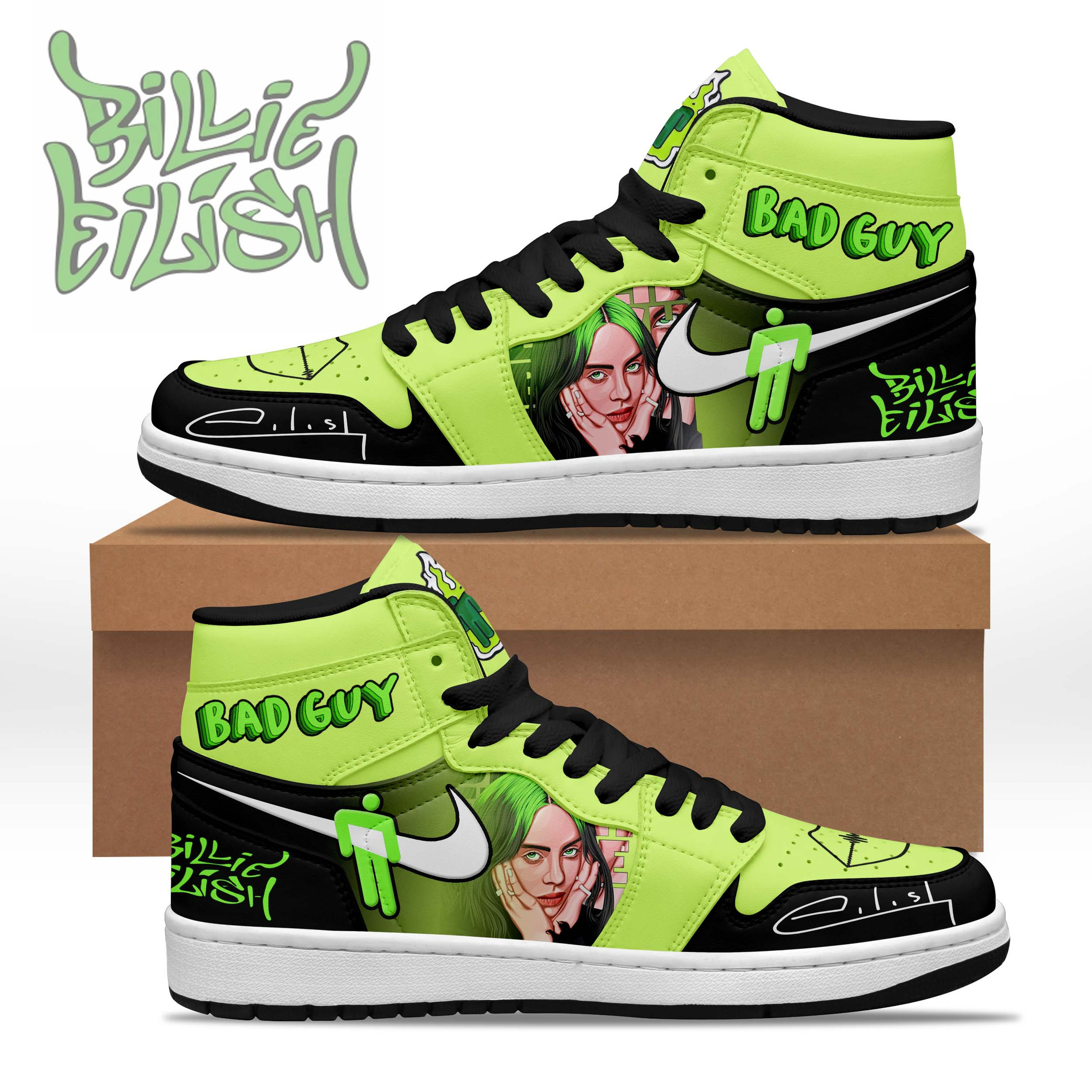 JWFancy Billie Eilish AJ1 High Sneakers Shoes For Men And Women