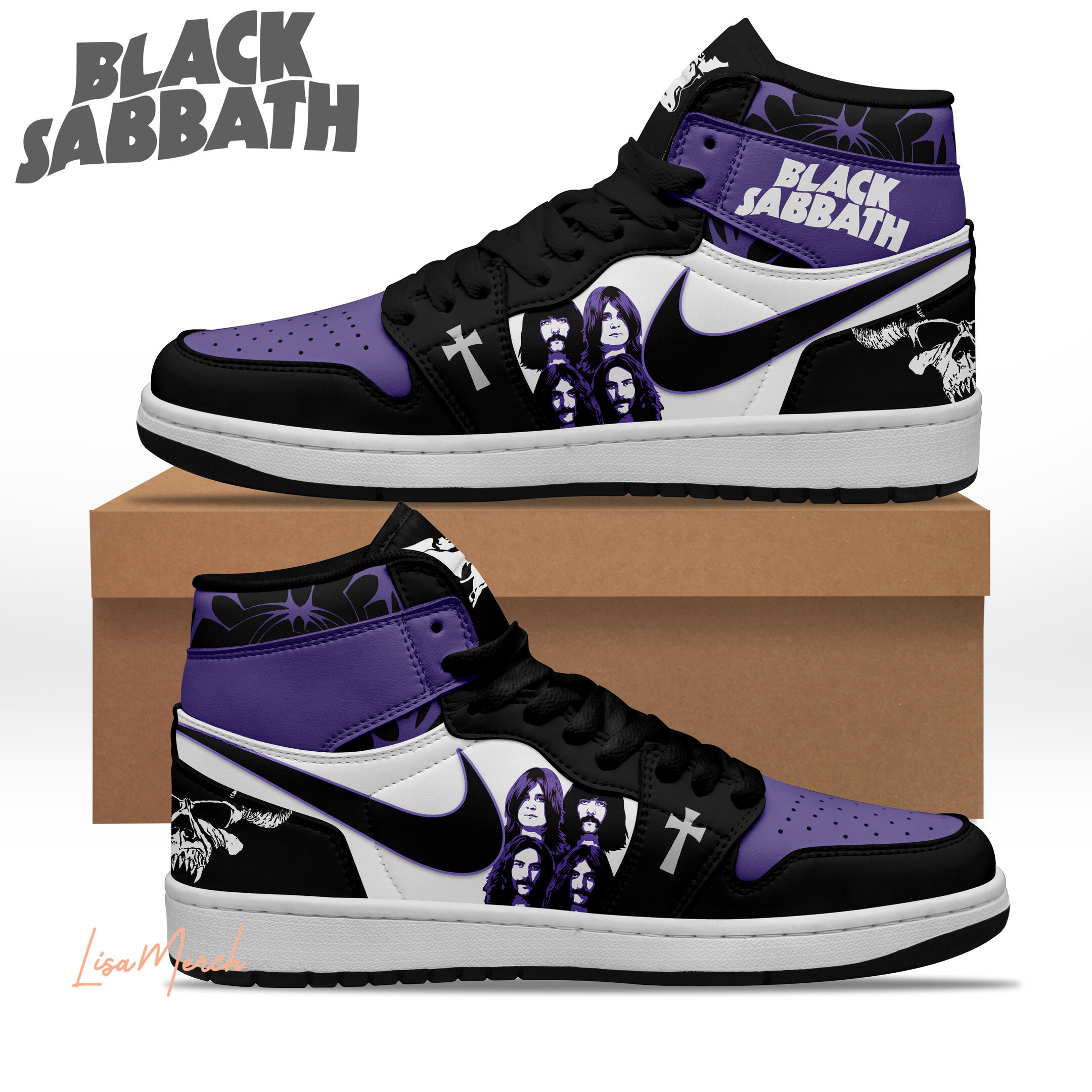 JWFancy Black Sabbath AJ1 High Sneakers Shoes For Men And Women
