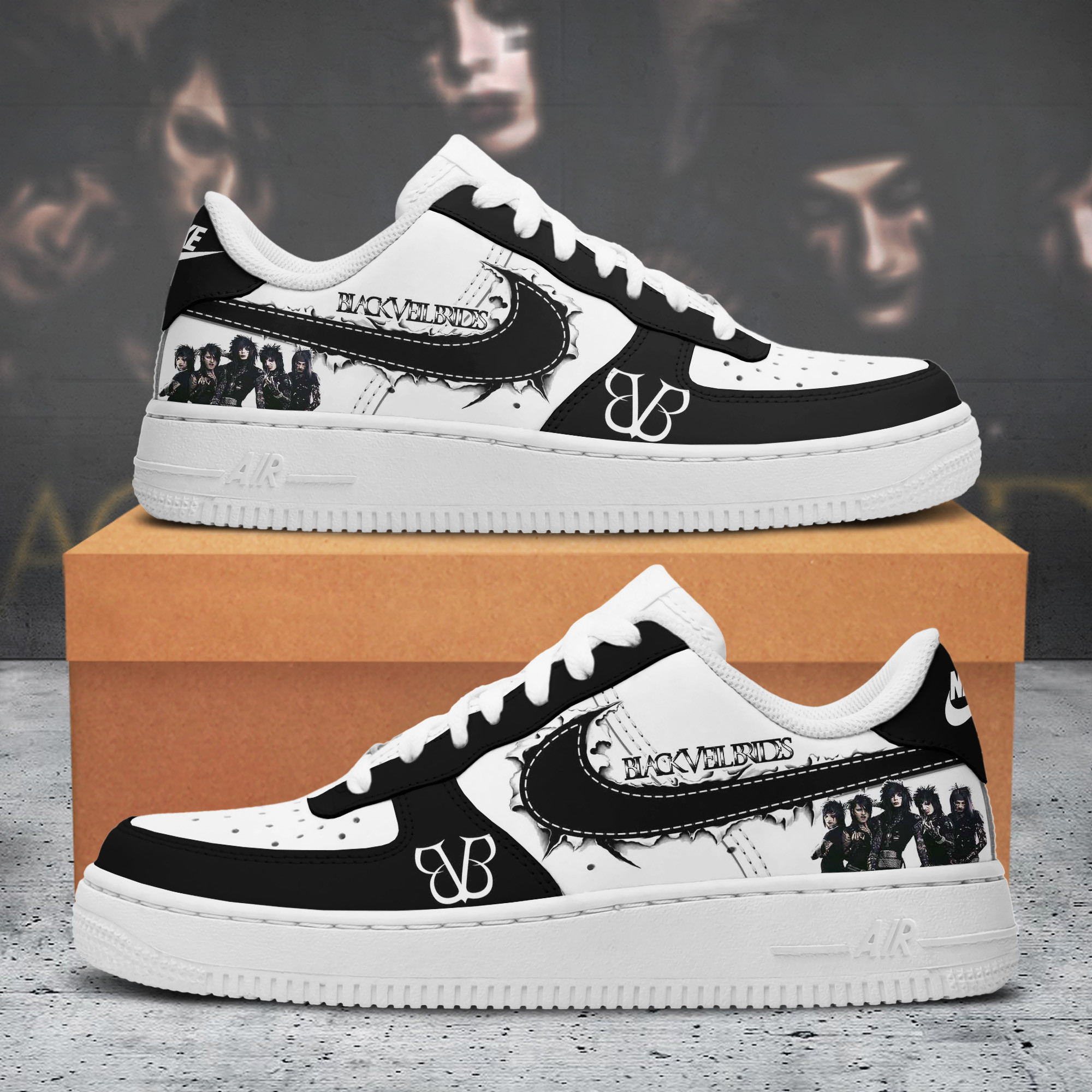 JWFancy Black Veil Brides Air Low-Top Sneakers Shoes For Men And Women