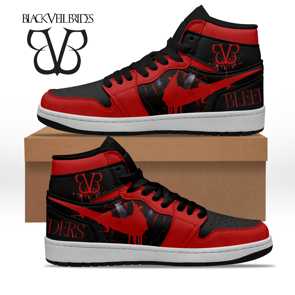 JWFancy Black Veil Brides AJ1 High Sneakers Shoes For Men And Women
