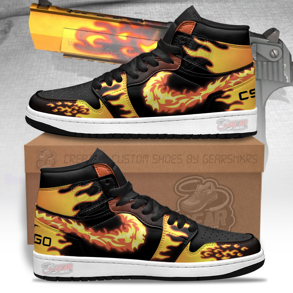 JWFancy Blaze Desert Eagle Counter Strike Skins AJ1 High Sneakers Shoes For Men And Women