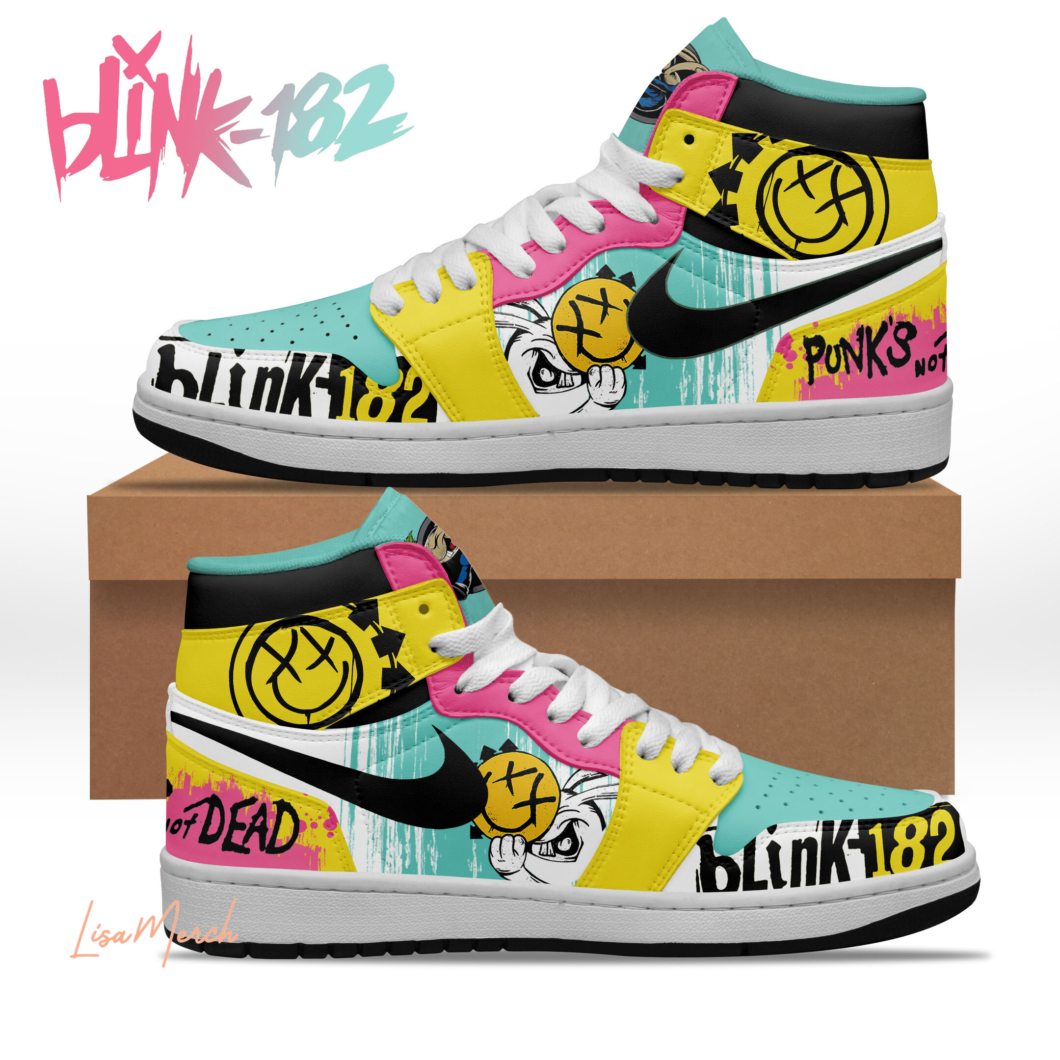 JWFancy Blink 182 AJ1 High Sneakers Shoes For Men And Women