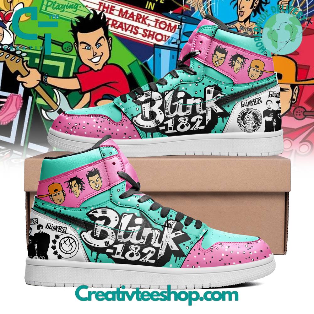 JWFancy Blink-182 Band AJ1 High Sneakers Shoes For Men And Women