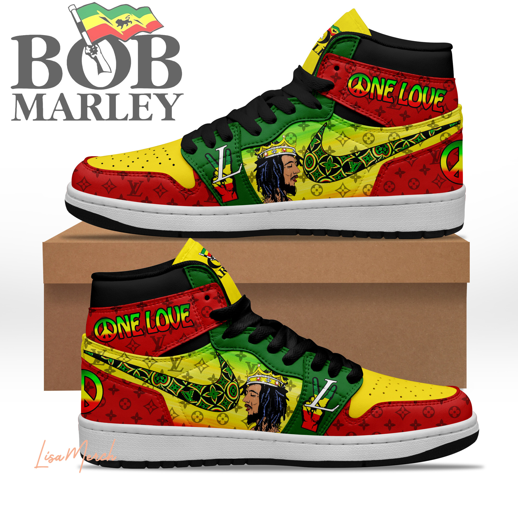 JWFancy Bob Marley AJ1 High Sneakers Shoes For Men And Women