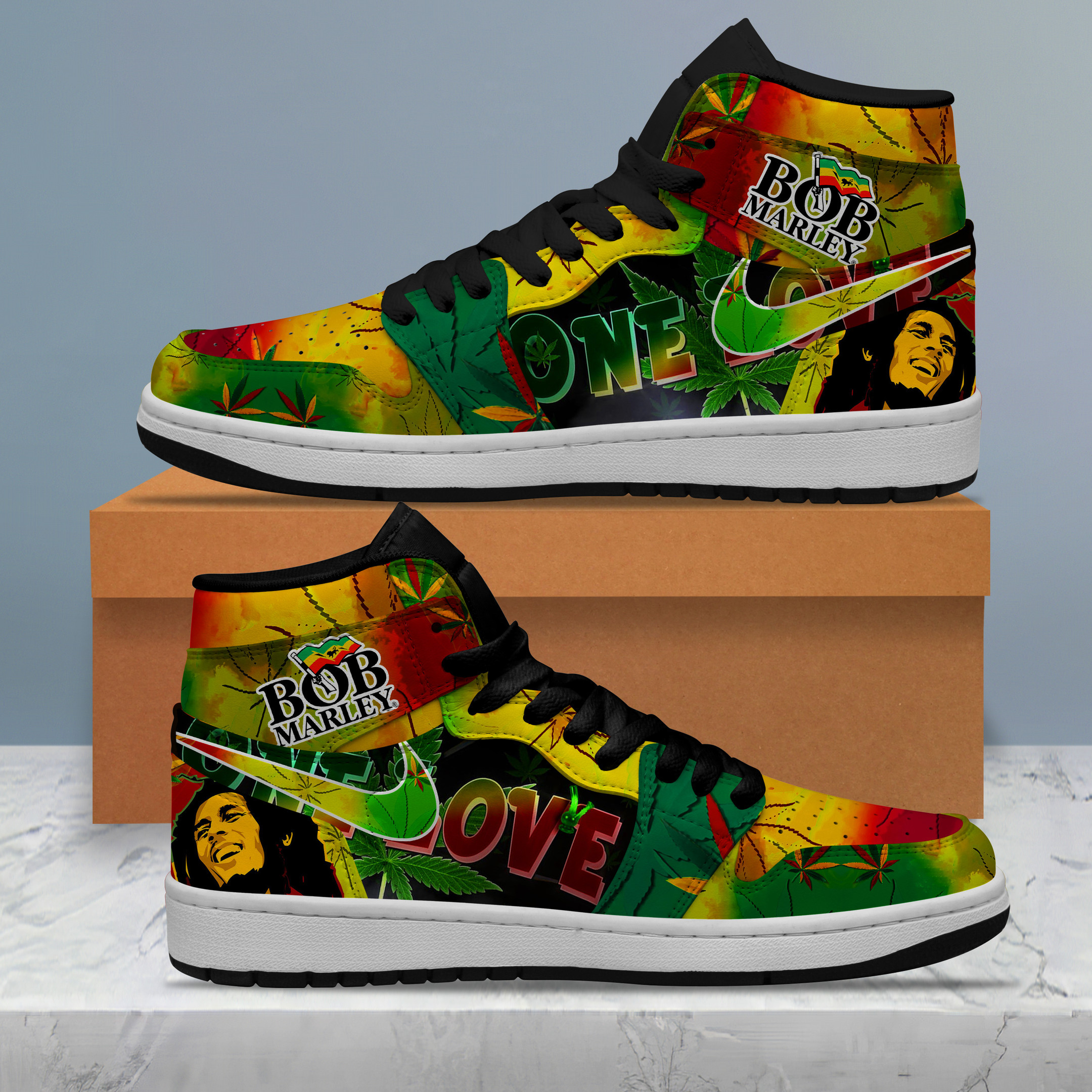 JWFancy Bob Marley AJ1 High Sneakers Shoes For Men And Women