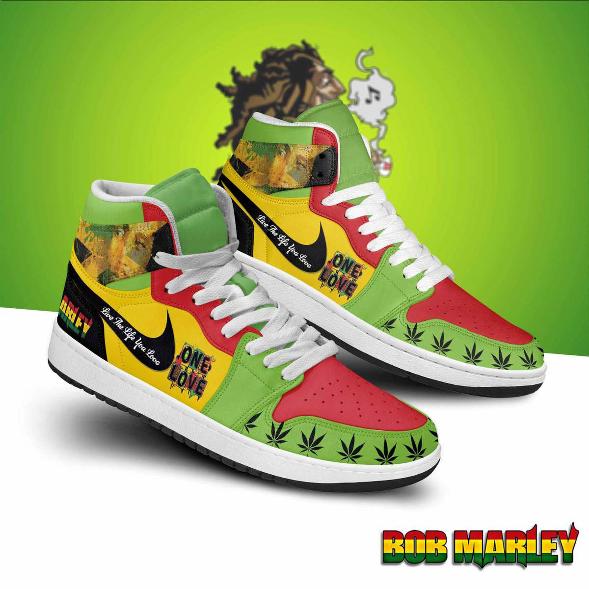 JWFancy Bob Marley AJ1 High Sneakers Shoes For Men And Women