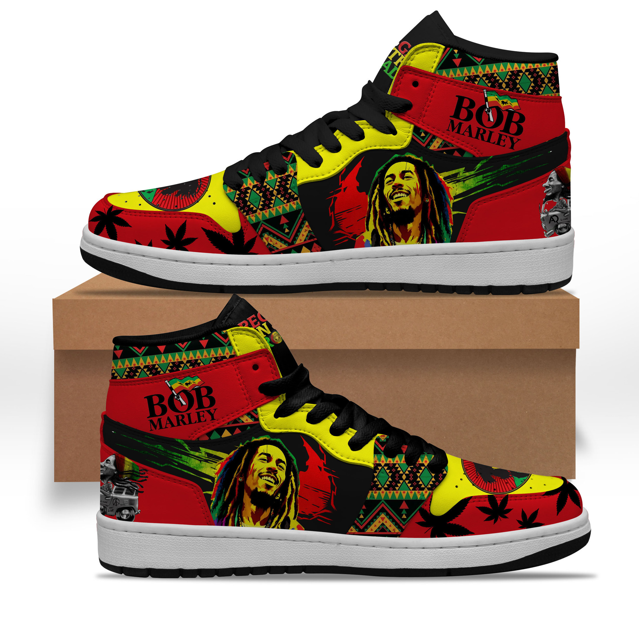 JWFancy Bob Marley AJ1 High Sneakers Shoes For Men And Women