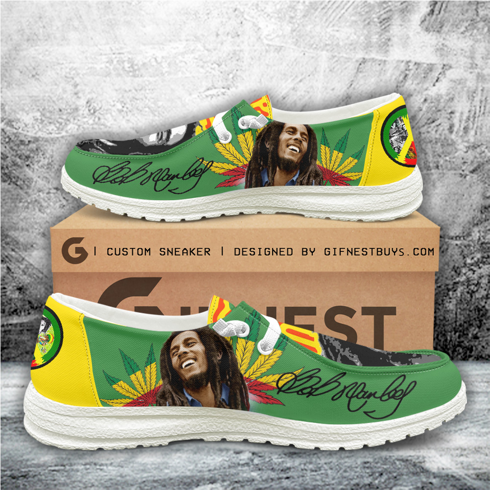 JWFancy Bob Marley Hey Dude Shoes Wally Men's Lace Up Loafers Comfortable For Men And Women