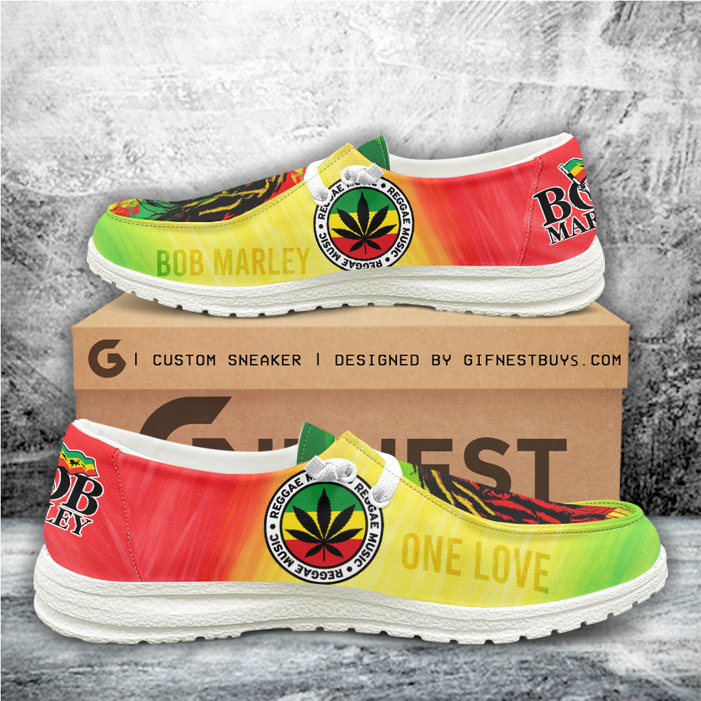 JWFancy Bob Marley Hey Dude Shoes Wally Men's Lace Up Loafers Comfortable For Men And Women