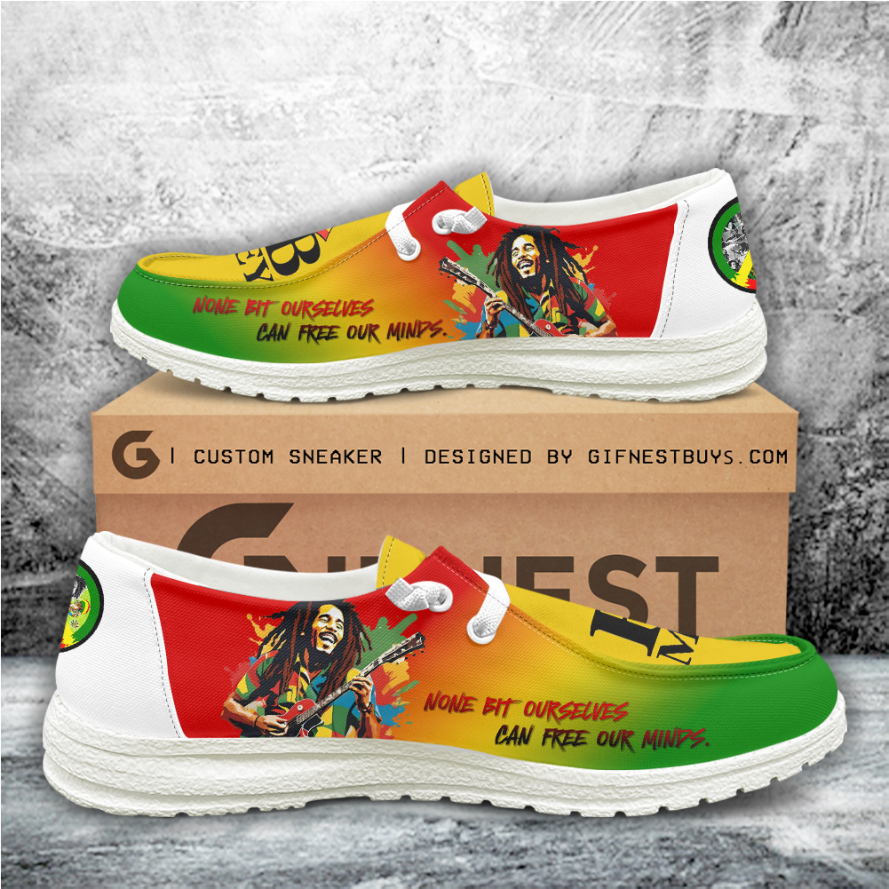 JWFancy Bob Marley Hey Dude Shoes Wally Men's Lace Up Loafers Comfortable For Men And Women