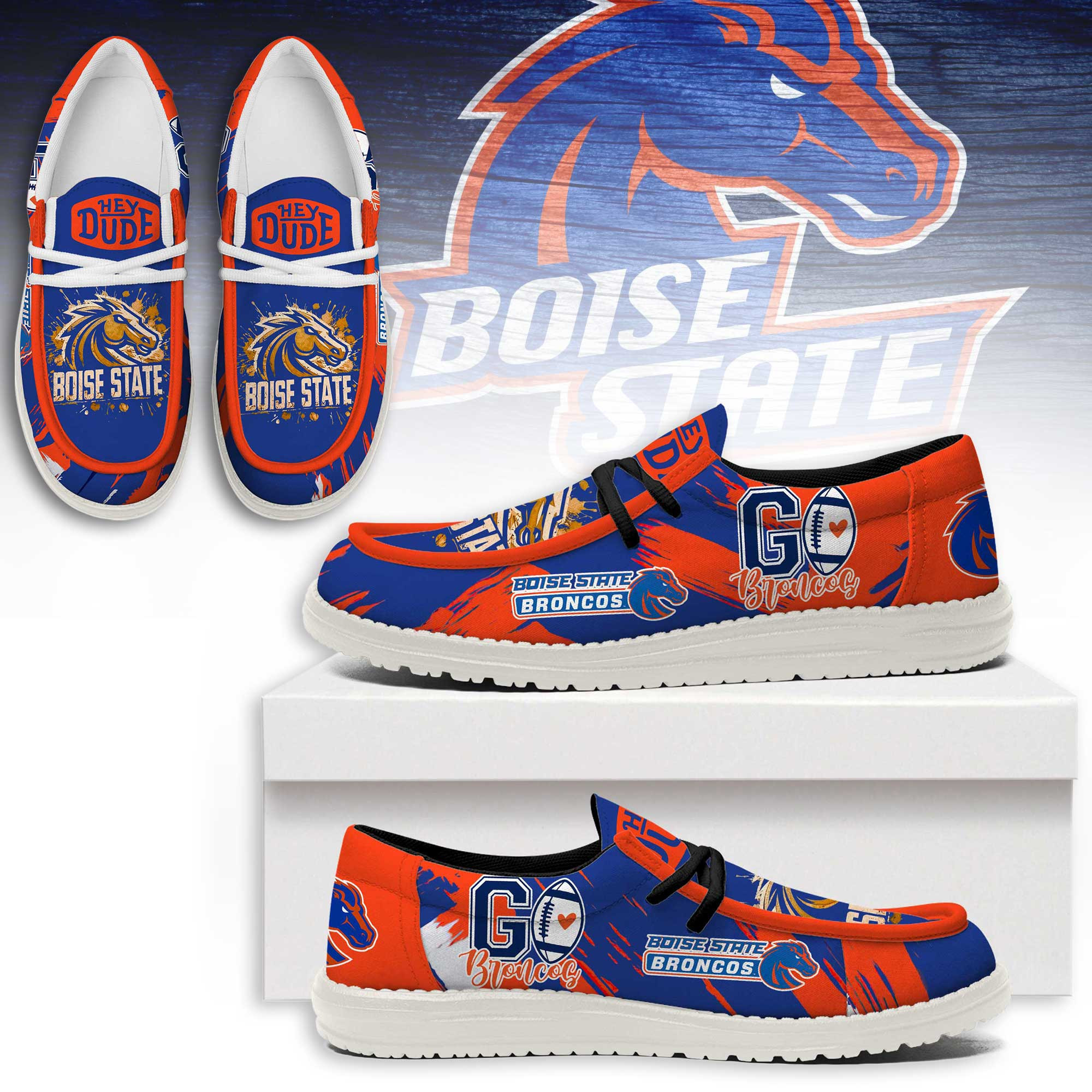 JWFancy Boise State Broncos – Custom Name Hey Dude